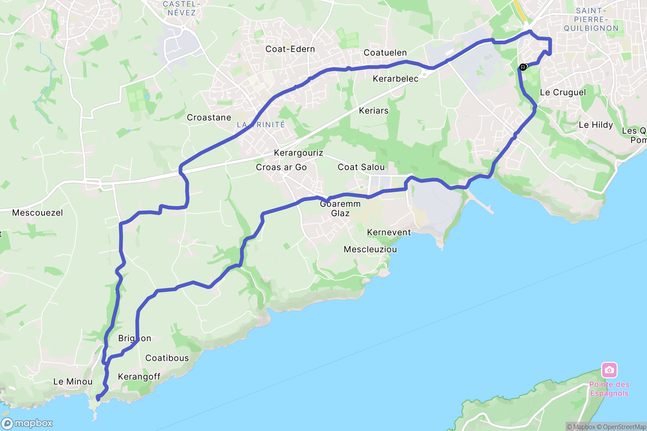 Brest : carte du parcours de randonnée - France
