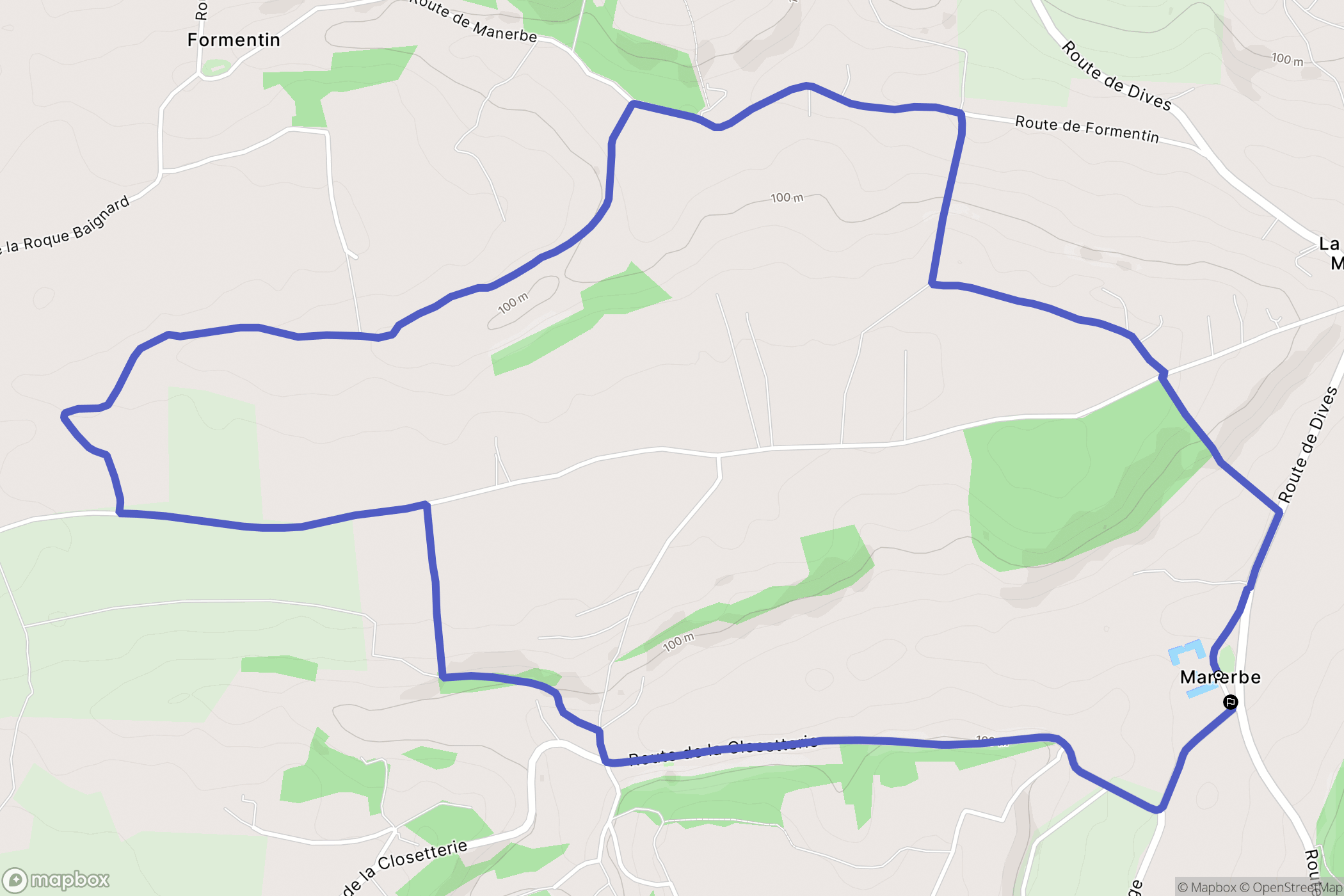 Manerbe : carte du parcours de randonnée - France