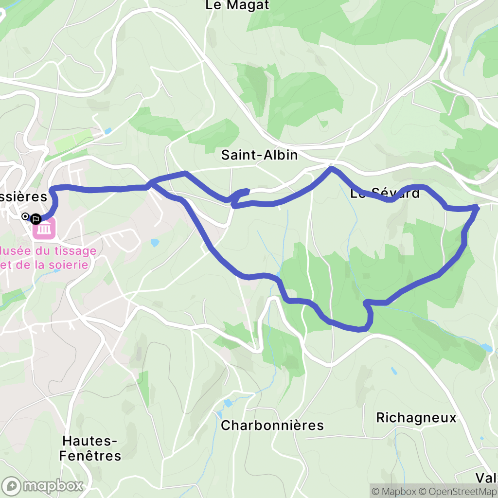Bussières : carte du parcours de randonnée - France