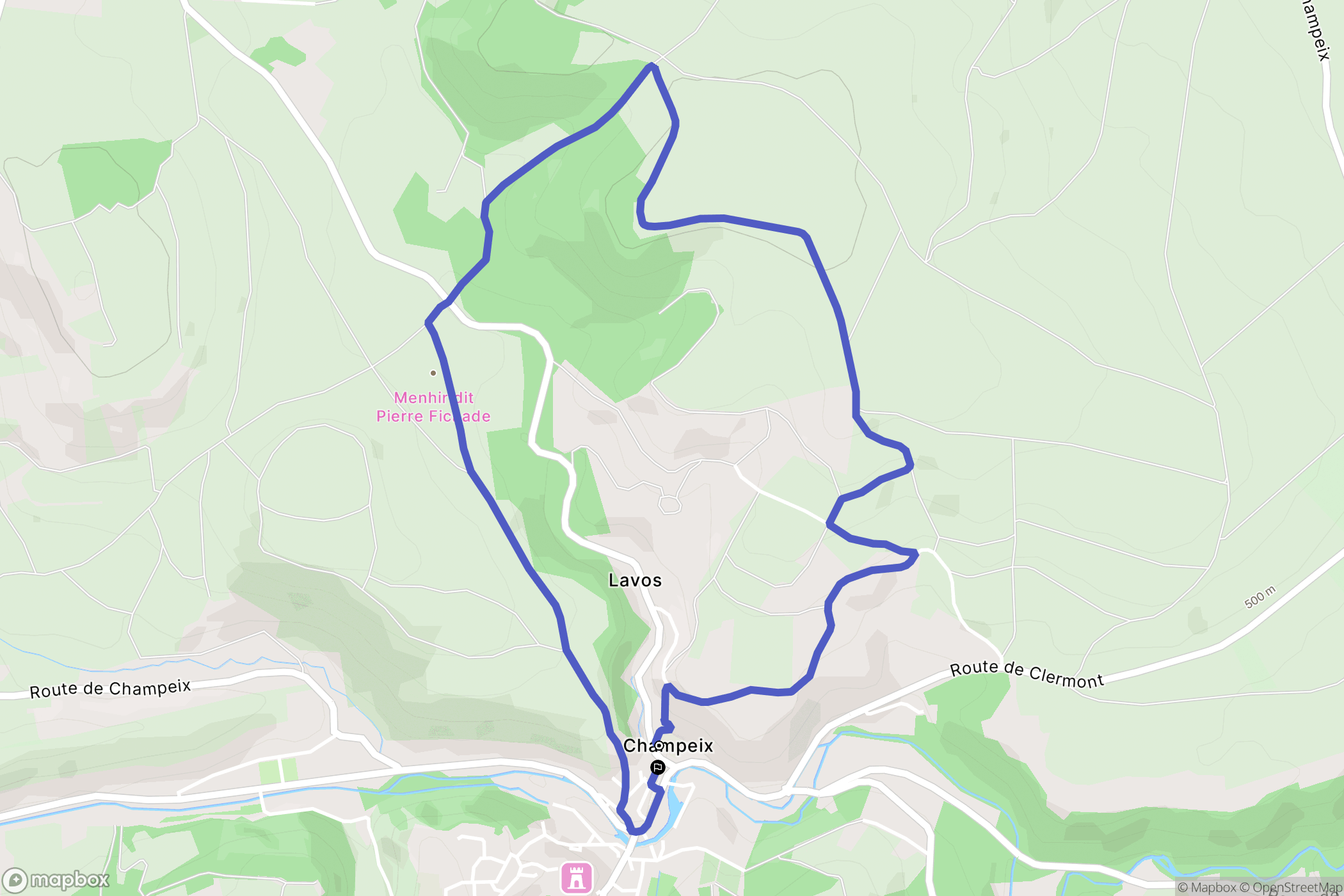 Champeix : carte du parcours de randonnée - France