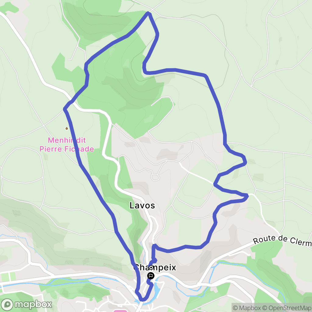 Champeix : carte du parcours de randonnée - France