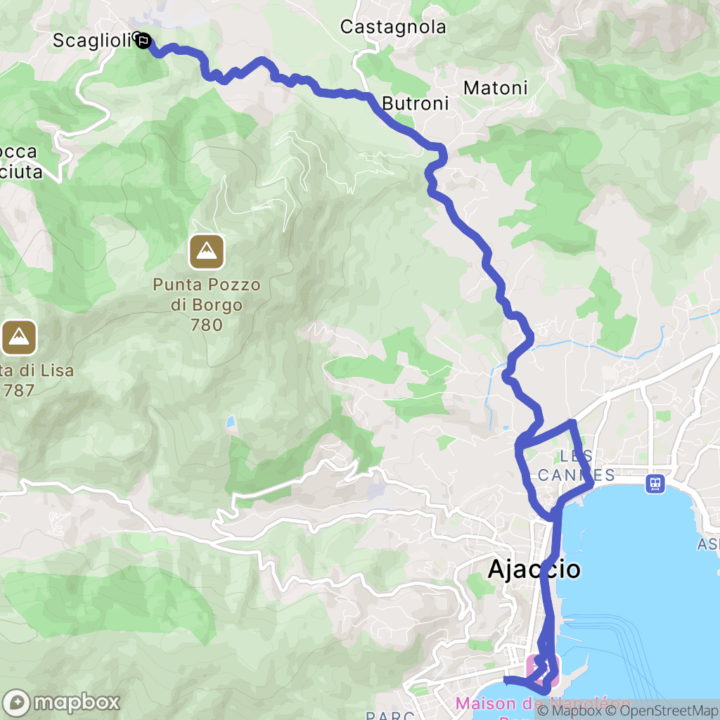 Alata : carte du parcours de randonnée - France