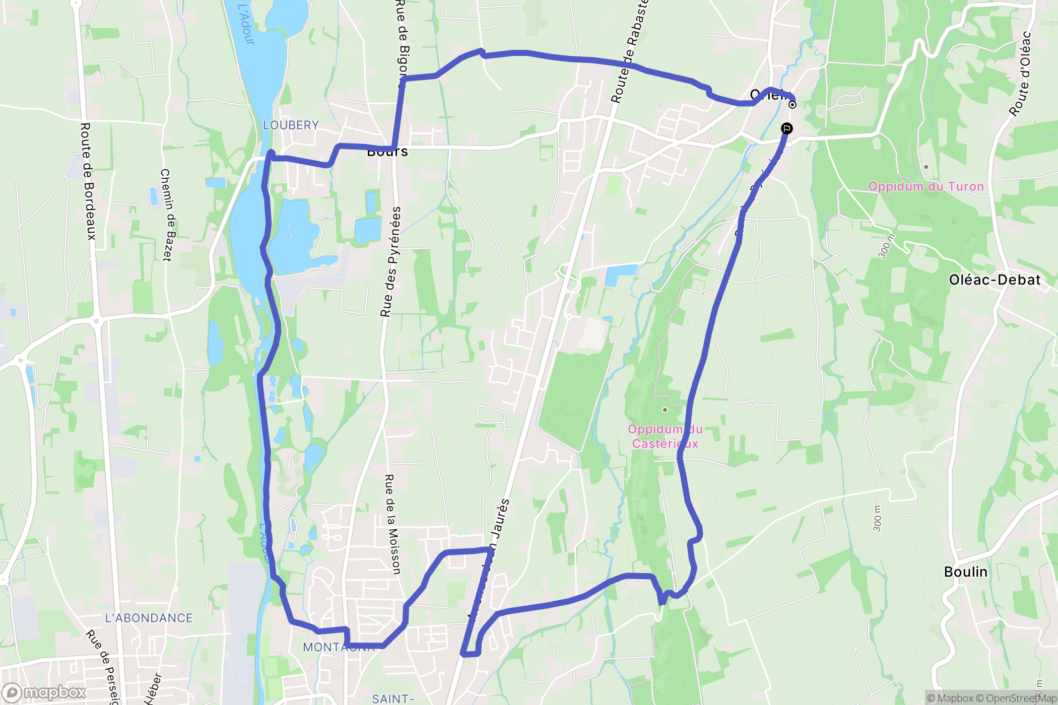 Orleix : carte du parcours de randonnée - France