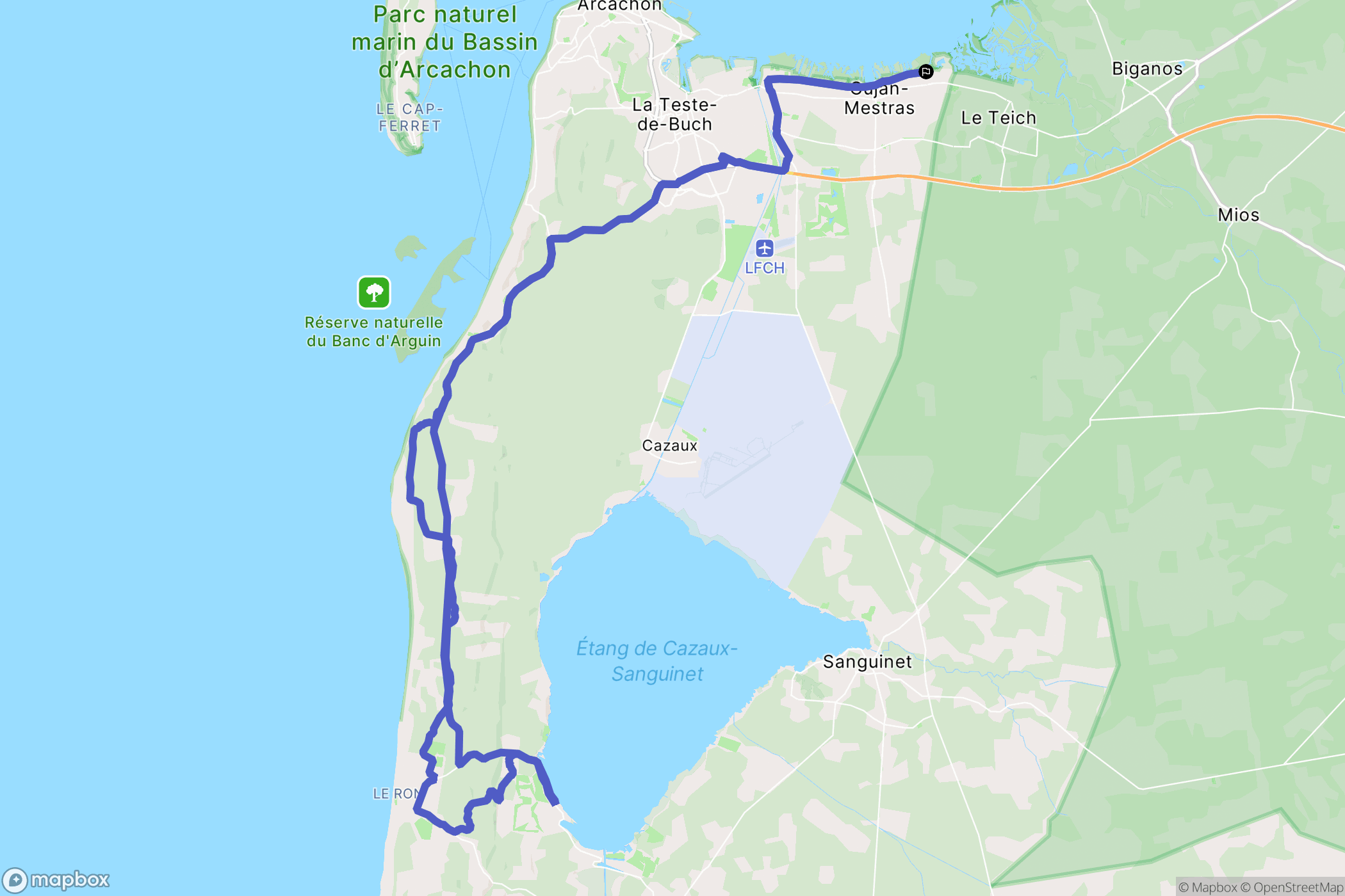 Gujan-Mestras : carte du parcours de randonnée - France