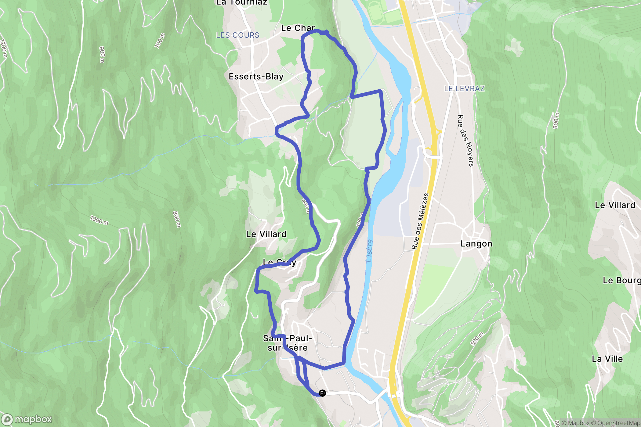 Saint-Paul-sur-Isère : carte du parcours de randonnée - France