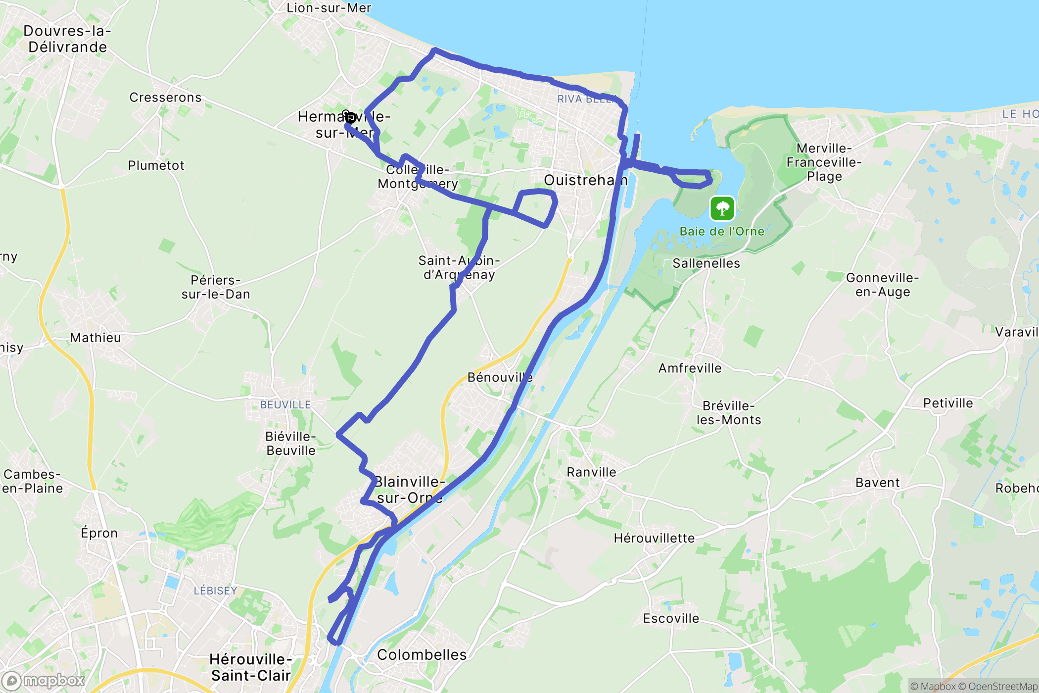 Hermanville-sur-Mer : carte du parcours de randonnée - France