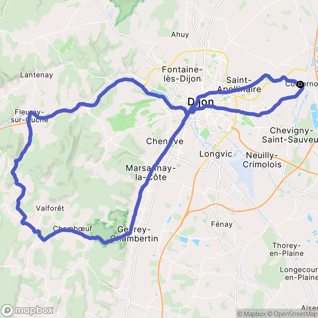 Couternon : carte du parcours de randonnée - France