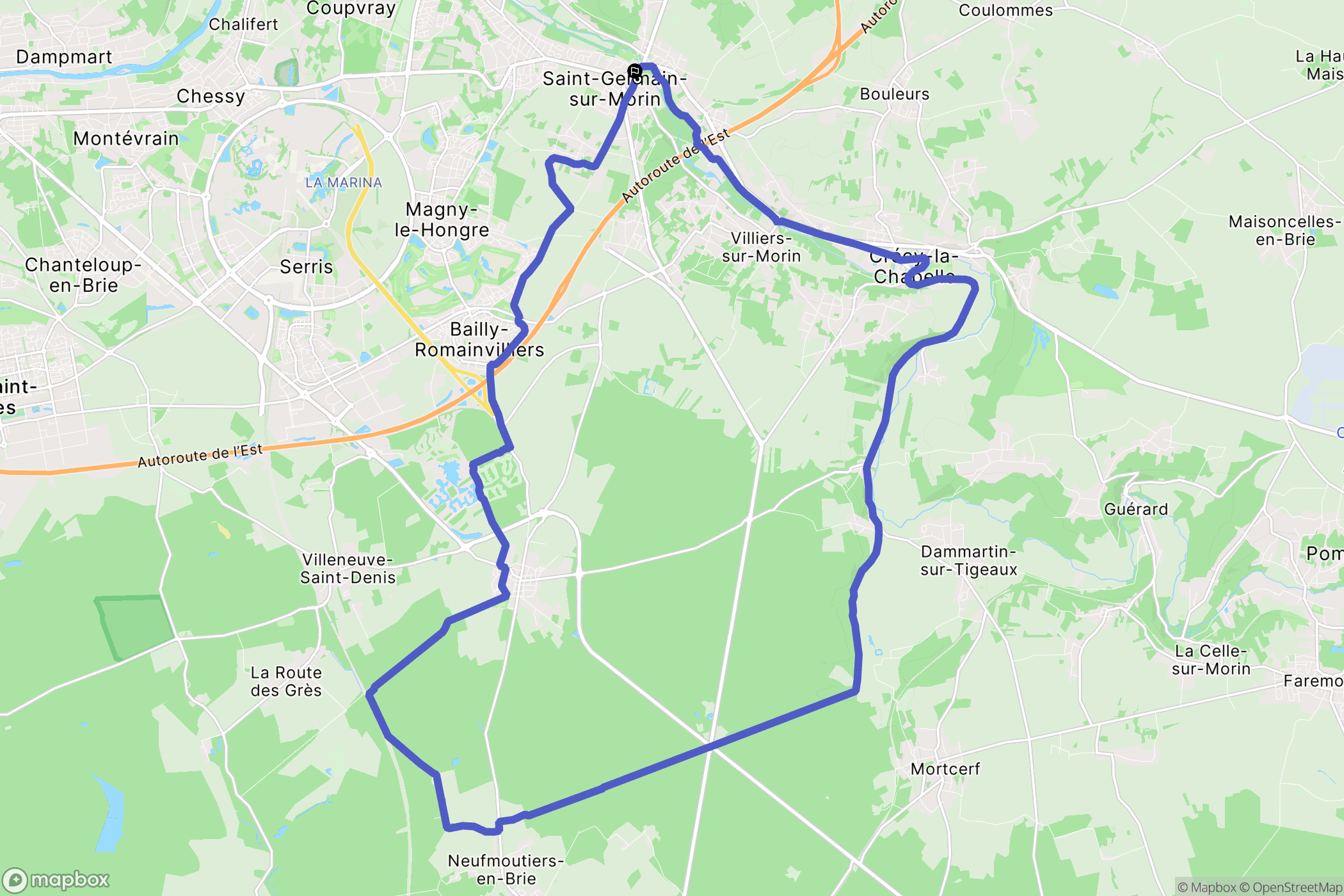 Saint-Germain-sur-Morin : carte du parcours de randonnée - France
