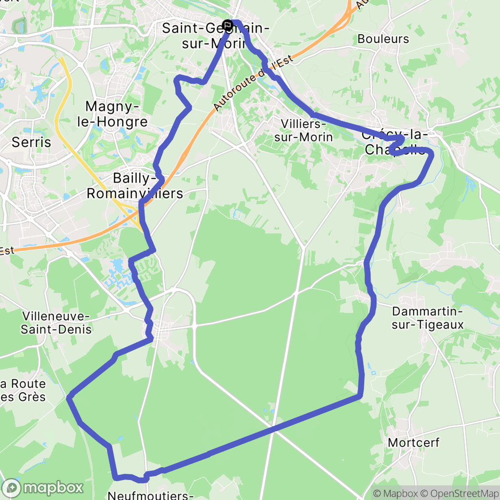 Saint-Germain-sur-Morin : carte du parcours de randonnée - France