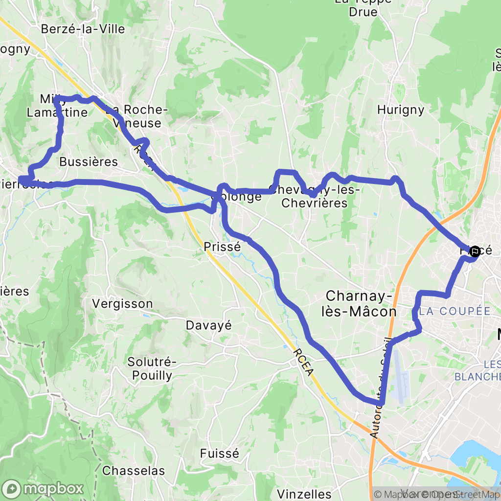 Mâcon : carte du parcours de randonnée - France