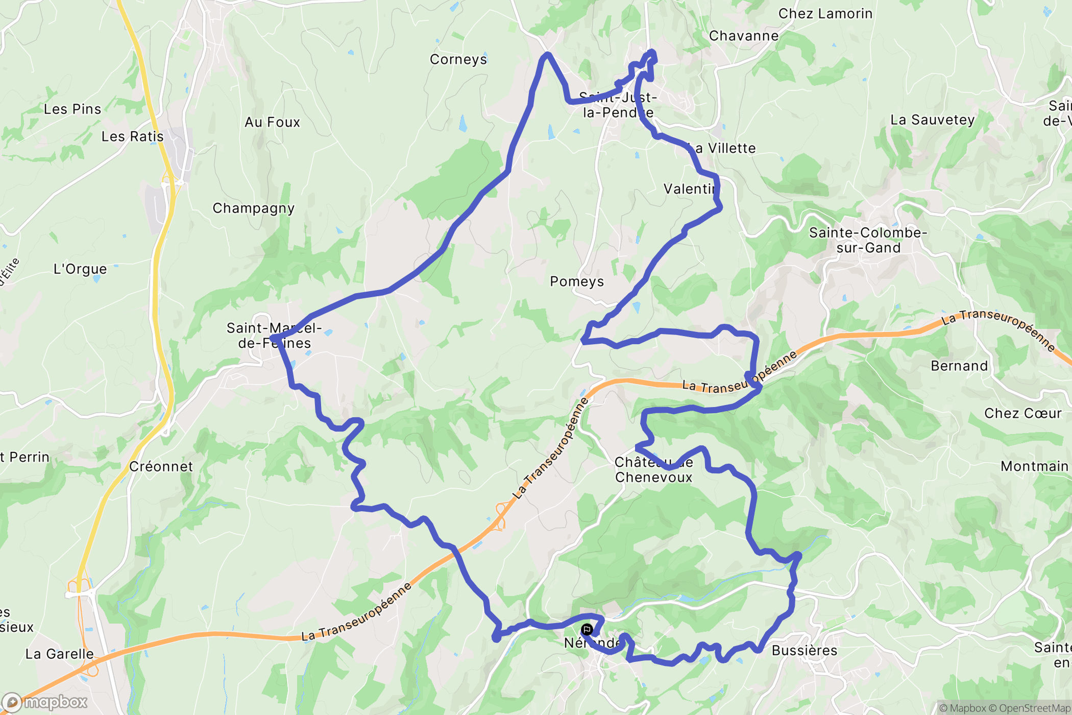 Néronde : carte du parcours de randonnée - France