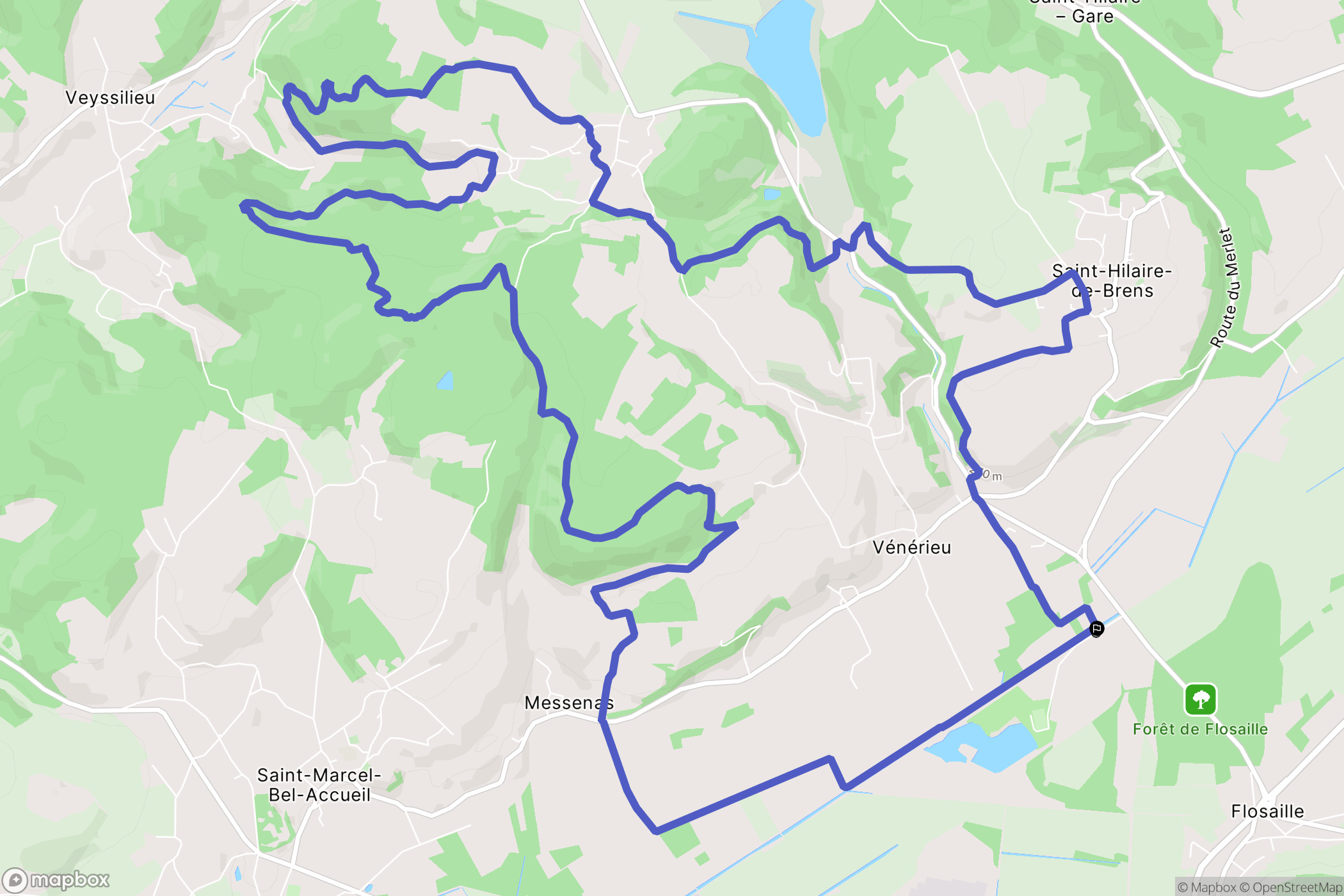 Vénérieu : carte du parcours de randonnée - France