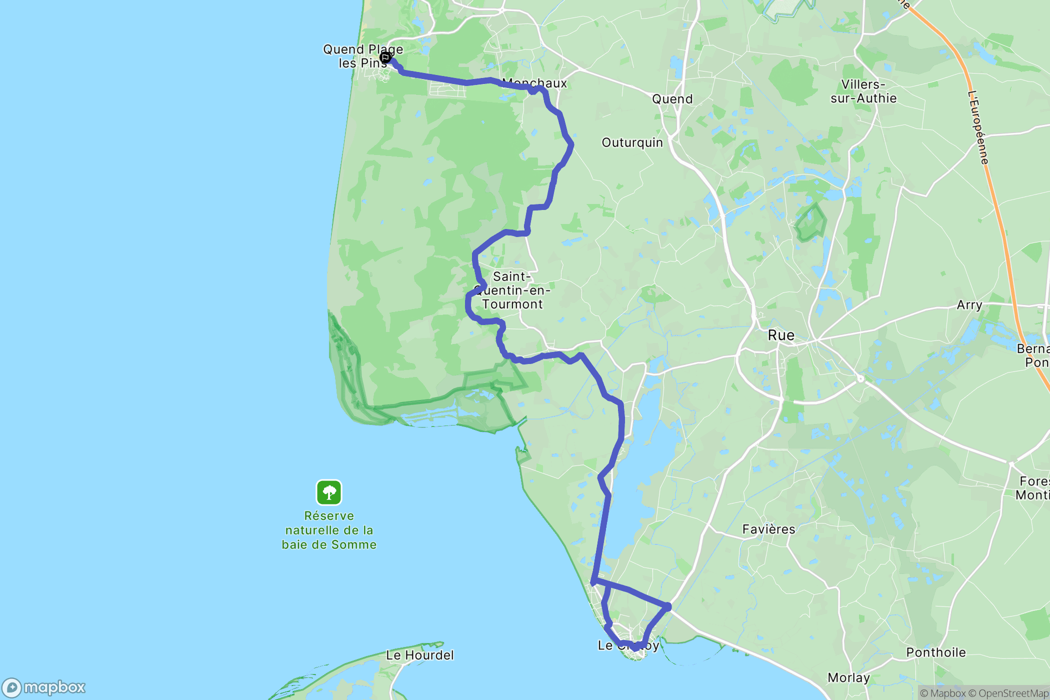 Quend : carte du parcours de randonnée - France