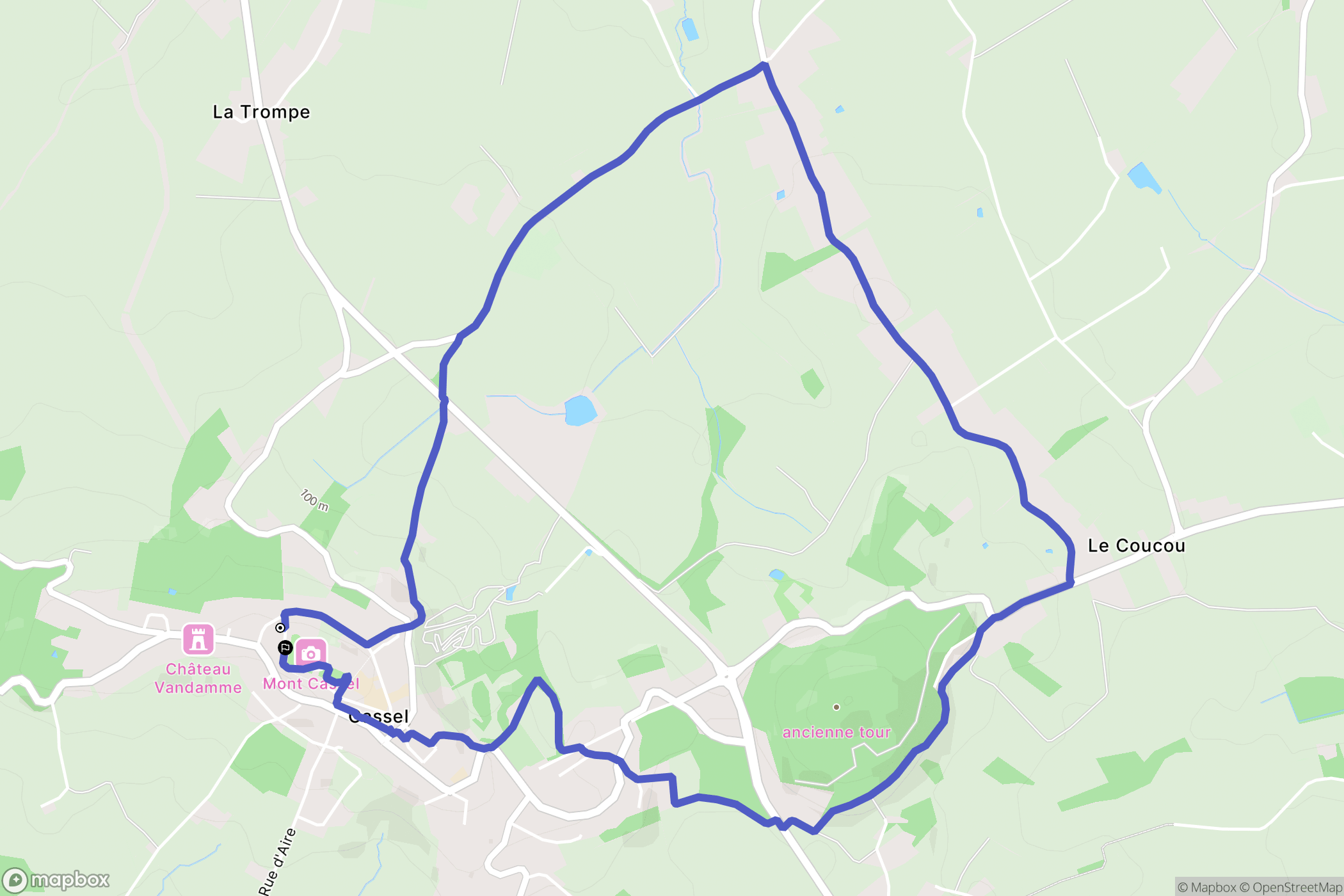 Cassel : carte du parcours de randonnée - France