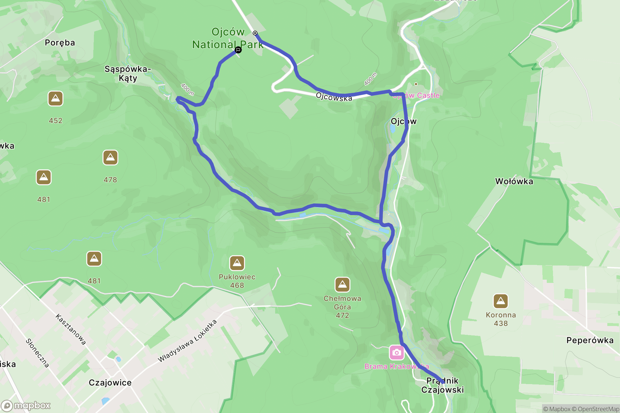 Ojców: mapa trasy - Poland