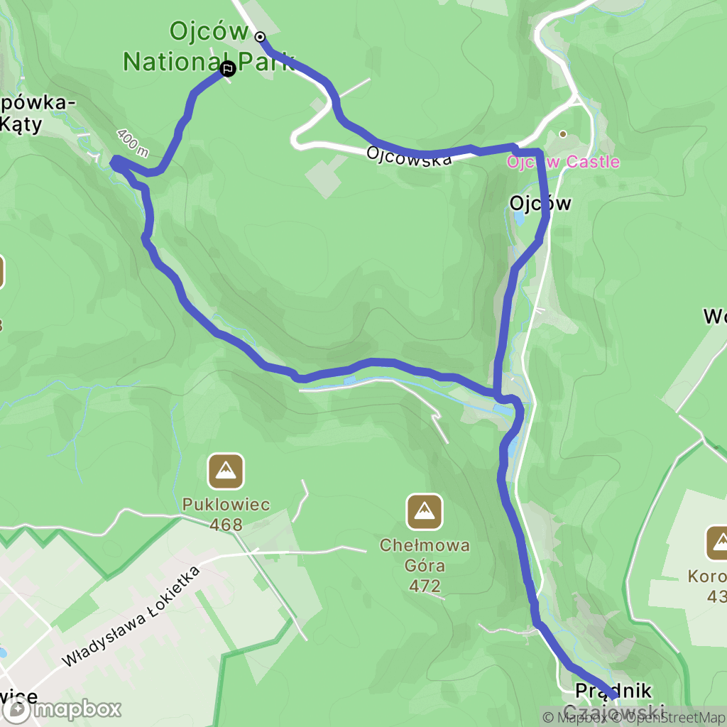 Ojców: mapa trasy - Poland