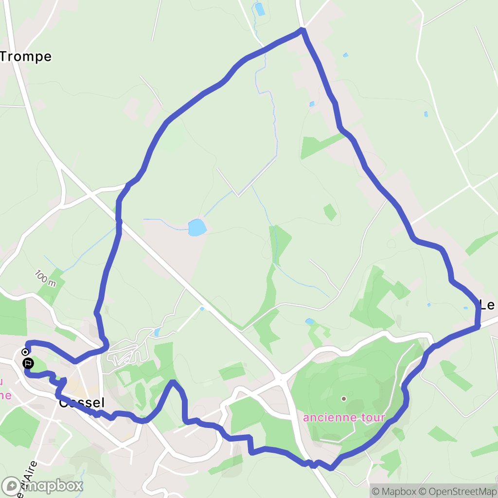Cassel : carte du parcours de randonnée - France