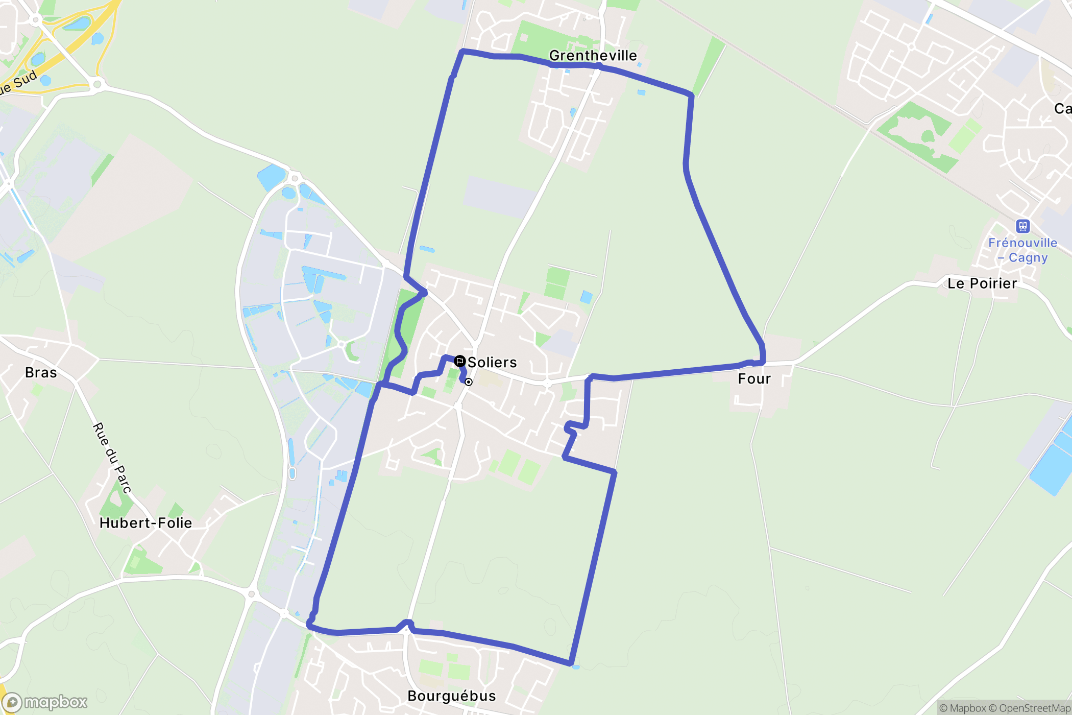 Soliers : carte du parcours de randonnée - France