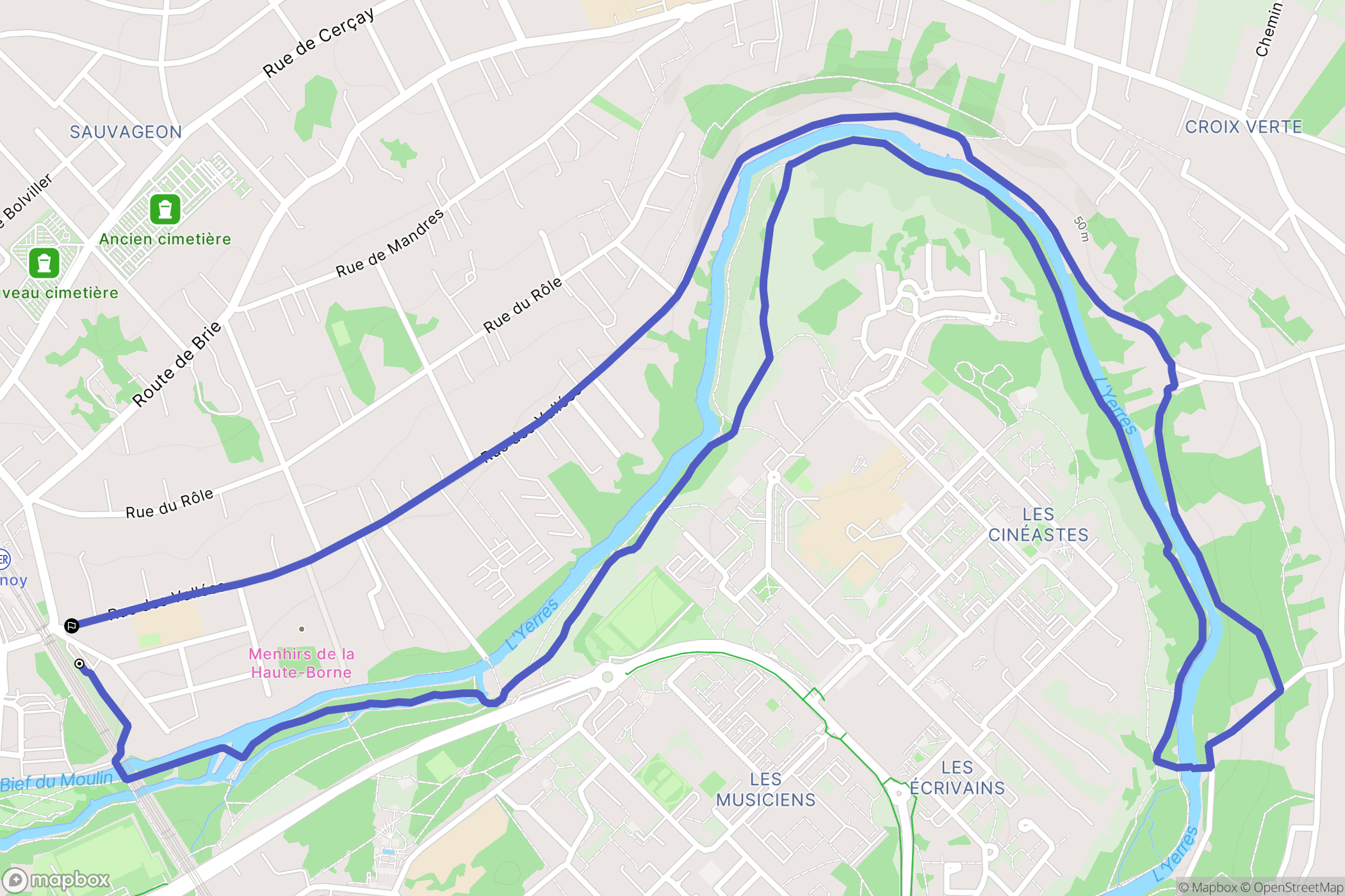 Brunoy : carte du parcours de randonnée - France