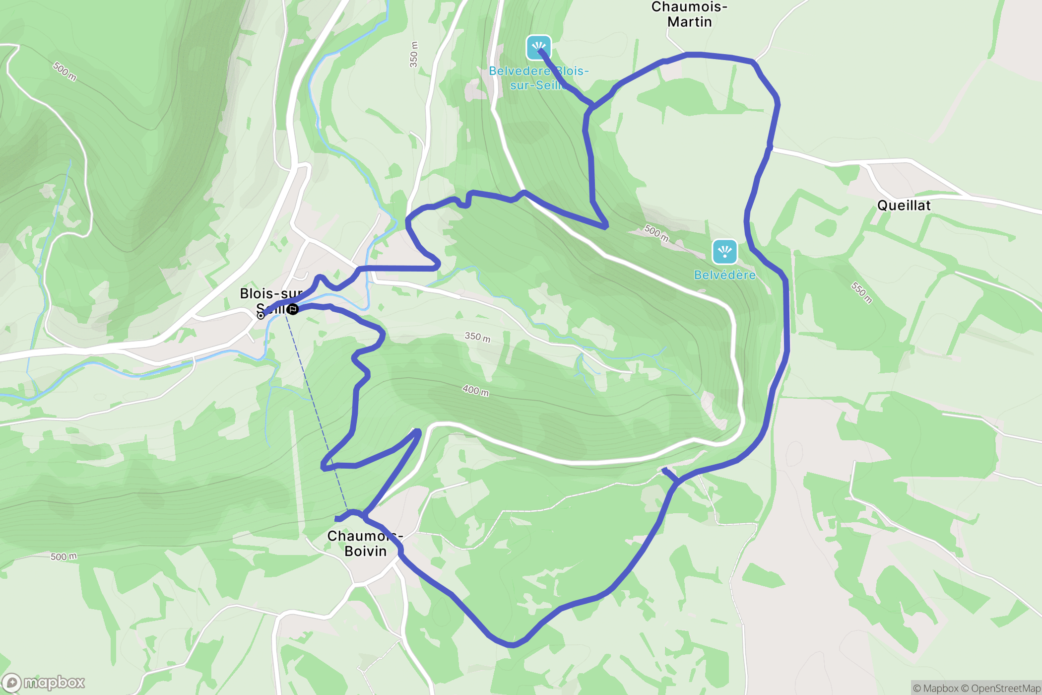 Blois-sur-Seille : carte du parcours de randonnée - France
