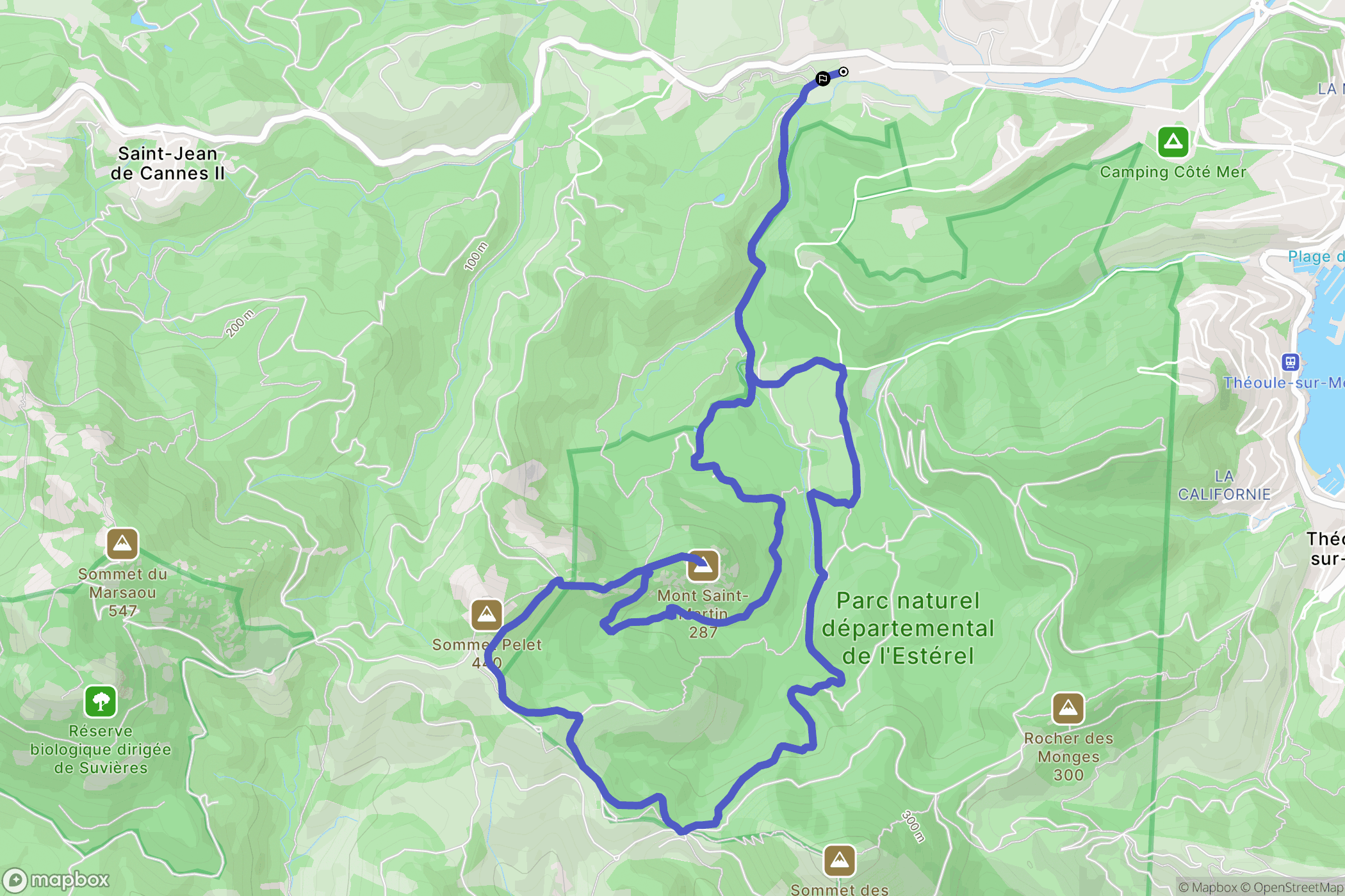 Mandelieu-la-Napoule : carte du parcours de randonnée - France