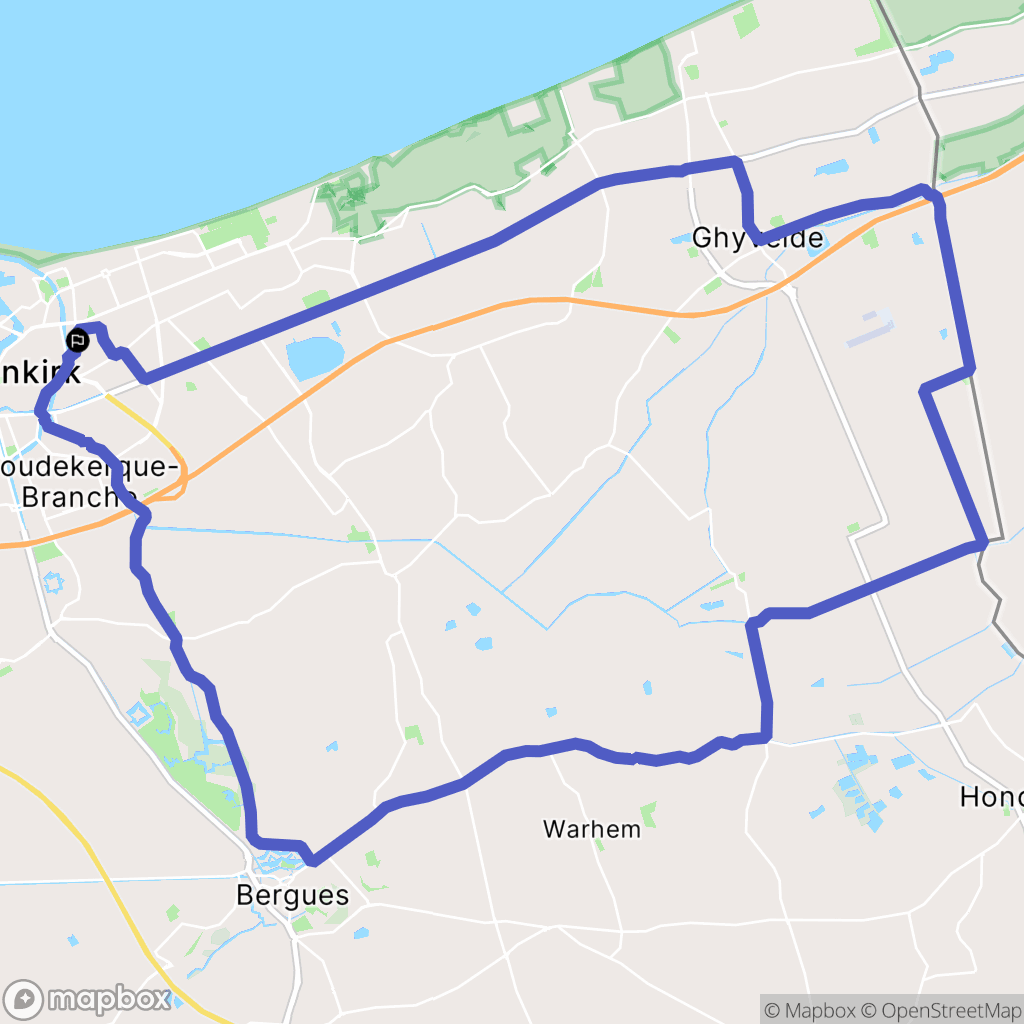 Dunkerque : carte du parcours de randonnée - France