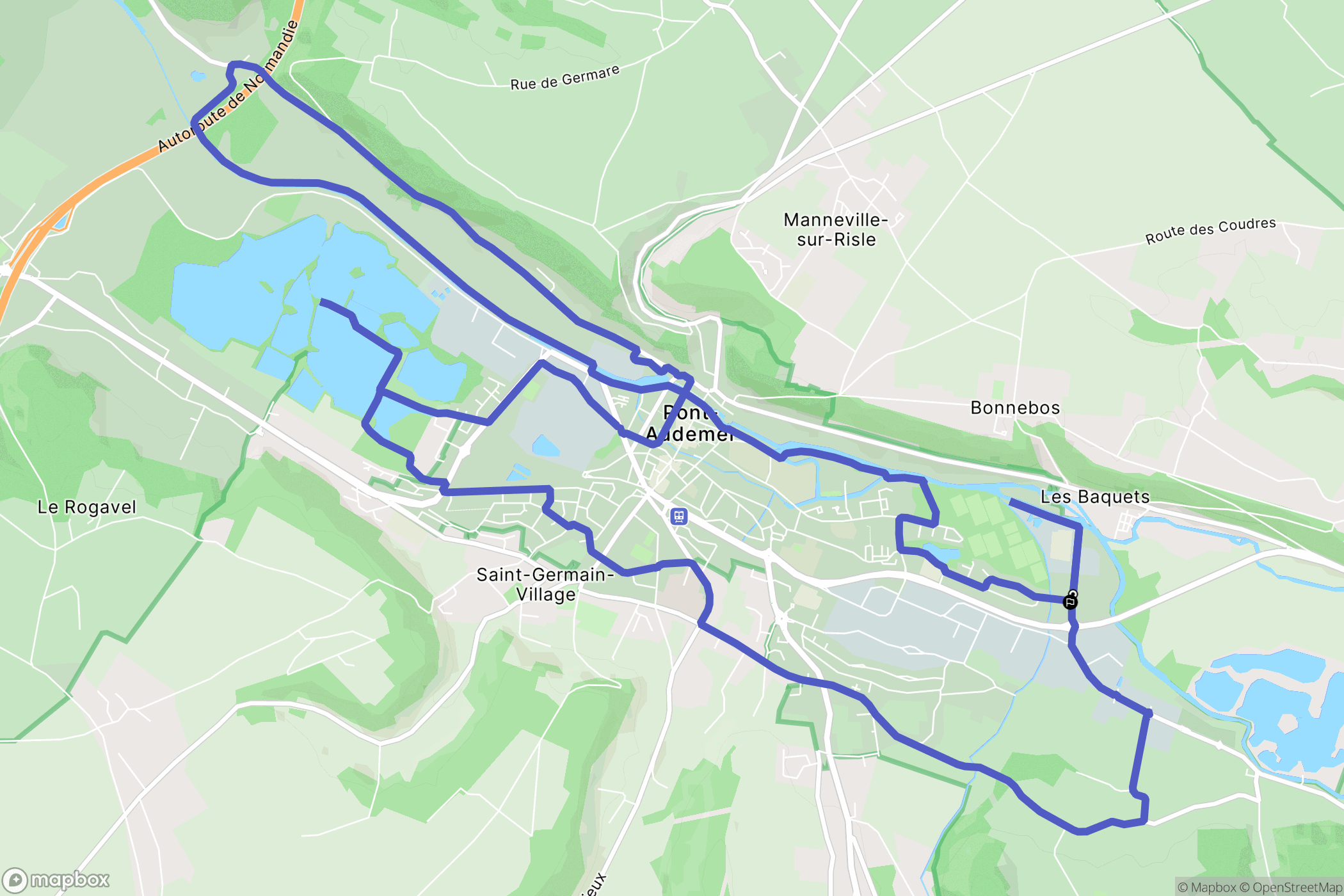 Pont-Audemer : carte du parcours de randonnée - France