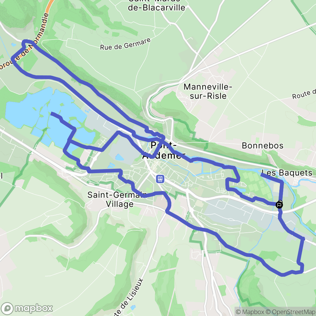 Pont-Audemer : carte du parcours de randonnée - France
