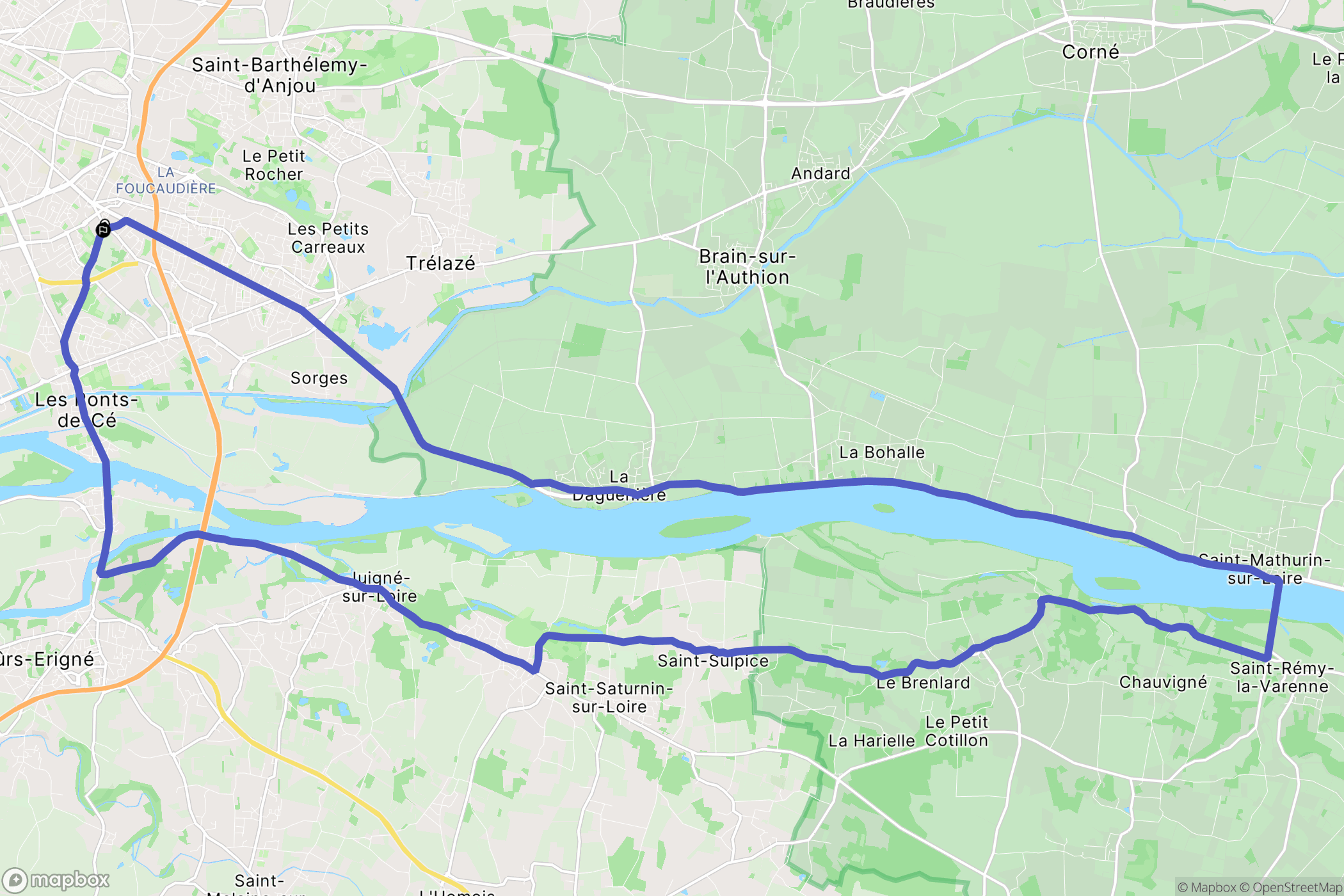Angers : carte du parcours de randonnée - France