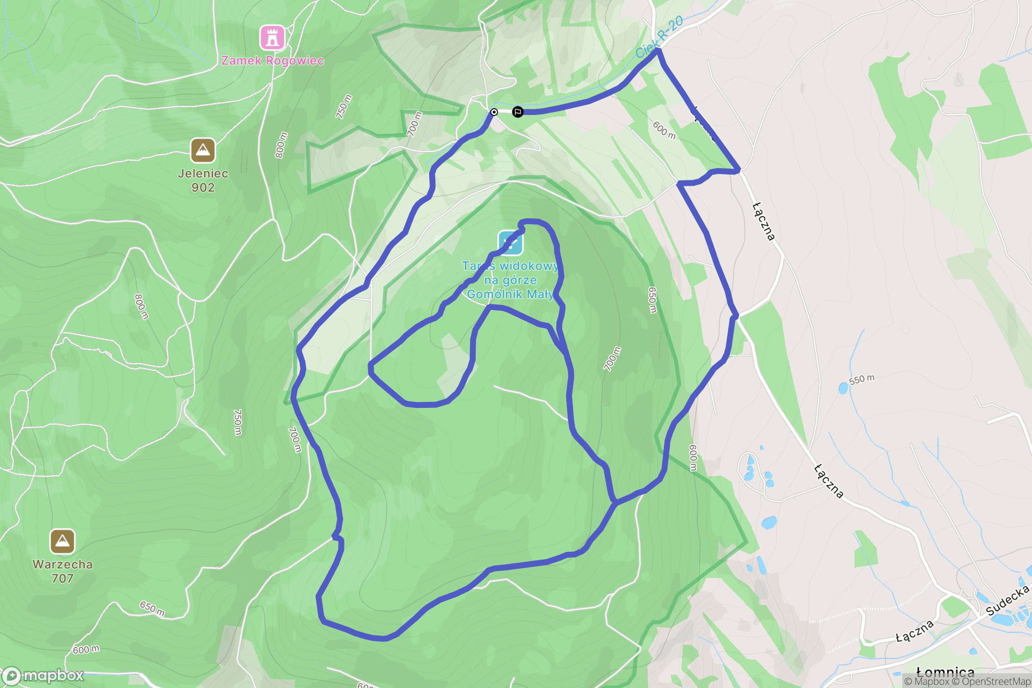 Grzmiąca: mapa trasy - Poland