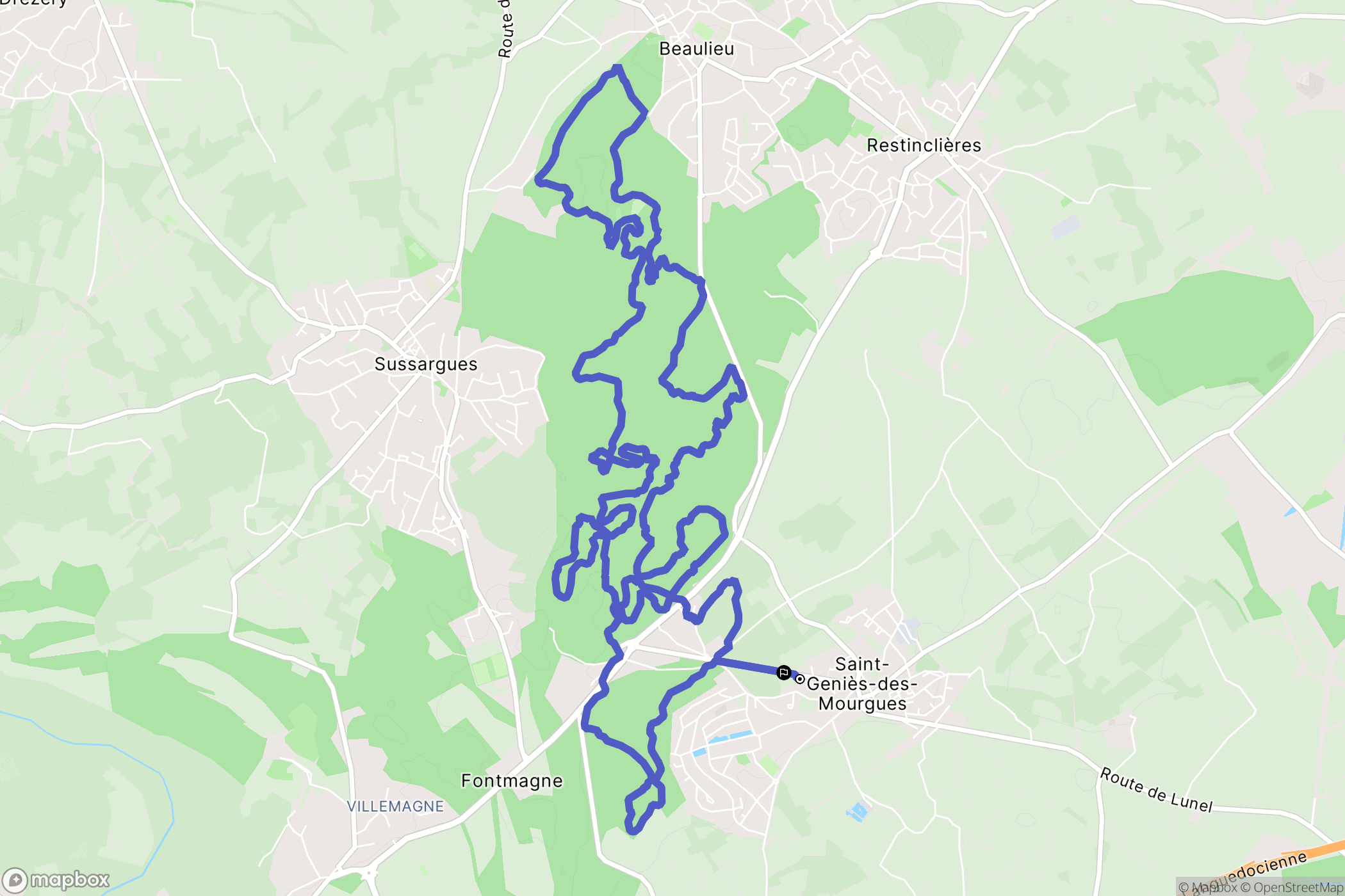 Saint-Geniès-des-Mourgues : carte du parcours de randonnée - France