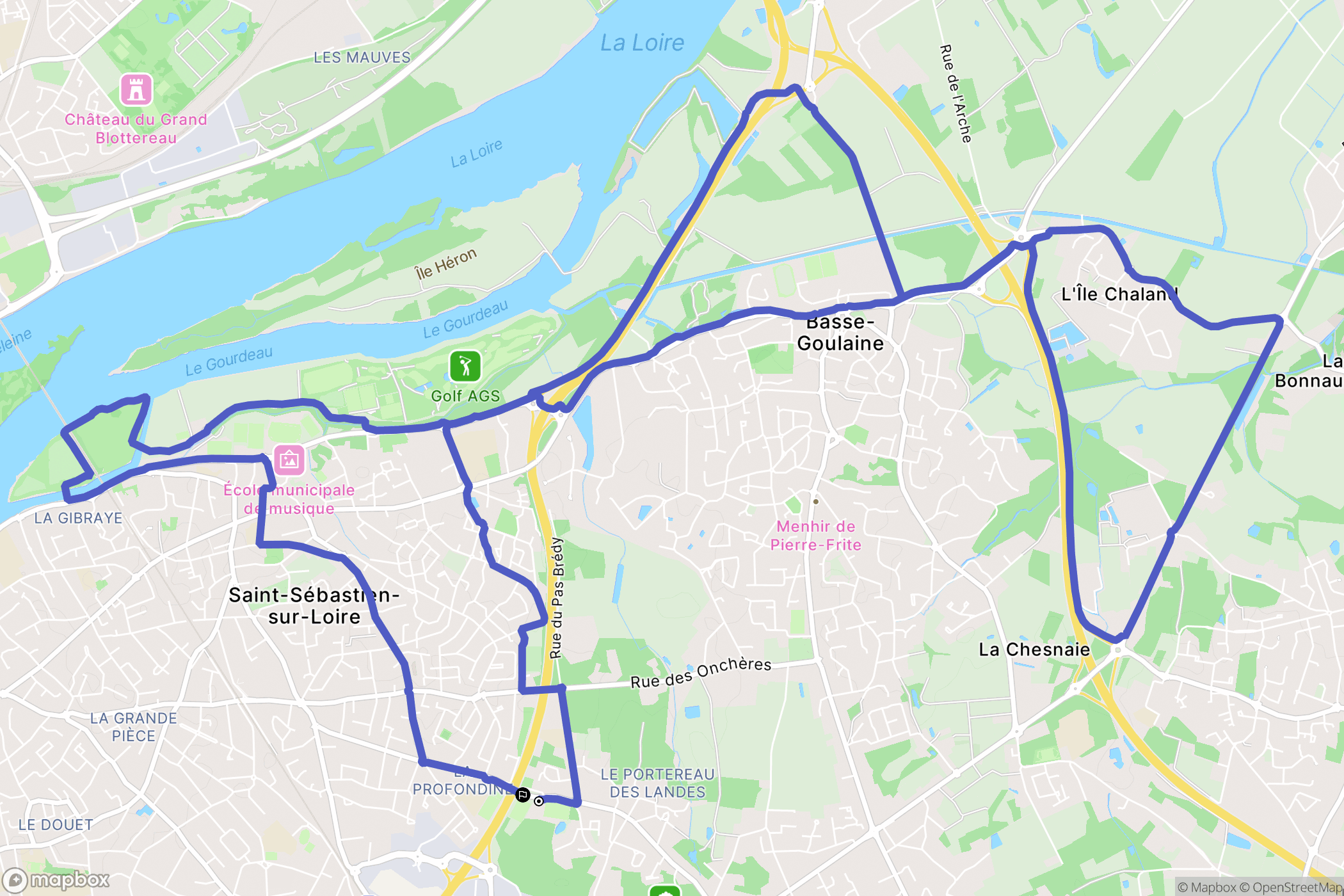 Saint-Sébastien-sur-Loire : carte du parcours de randonnée - France
