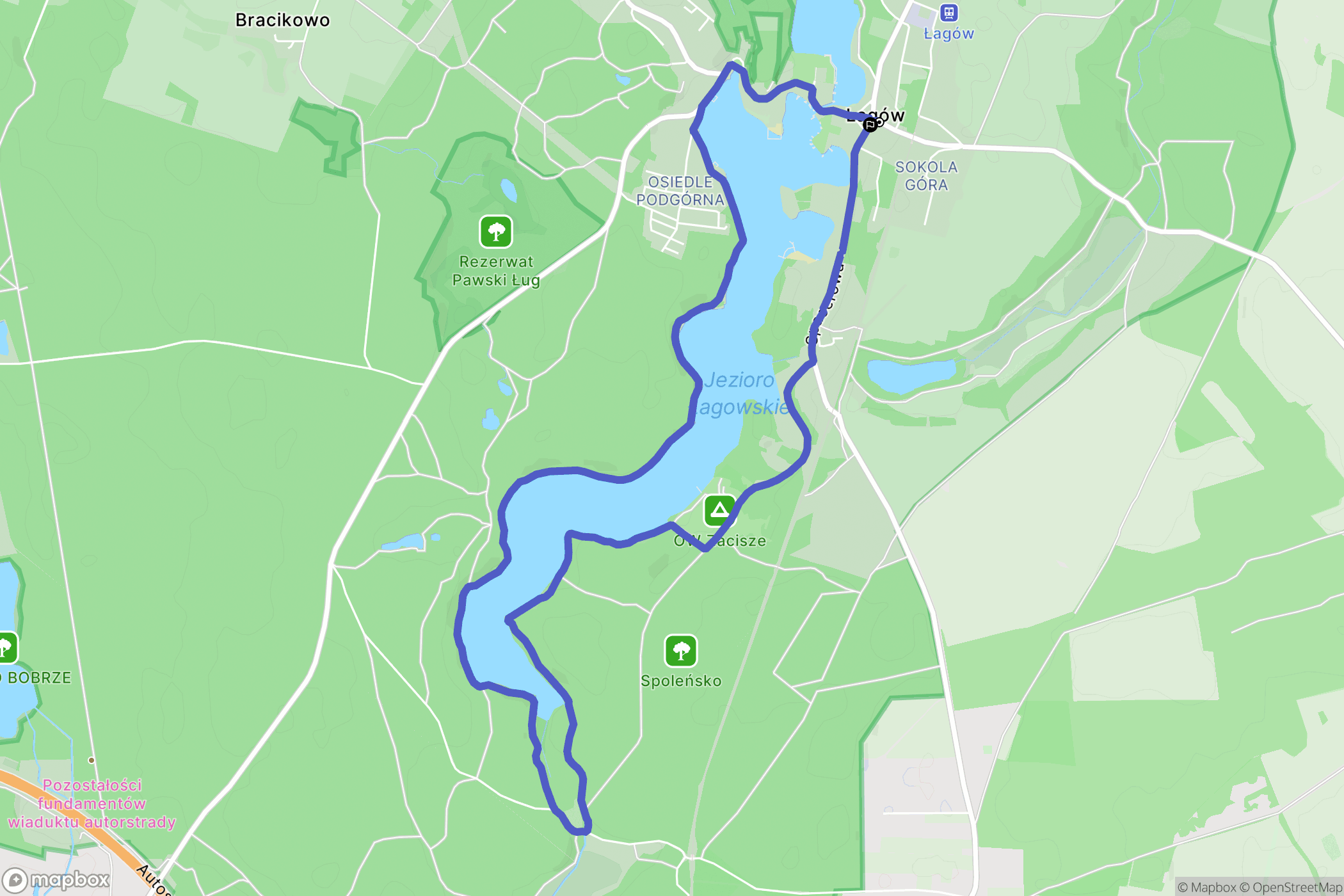 Łagów: mapa trasy - Poland