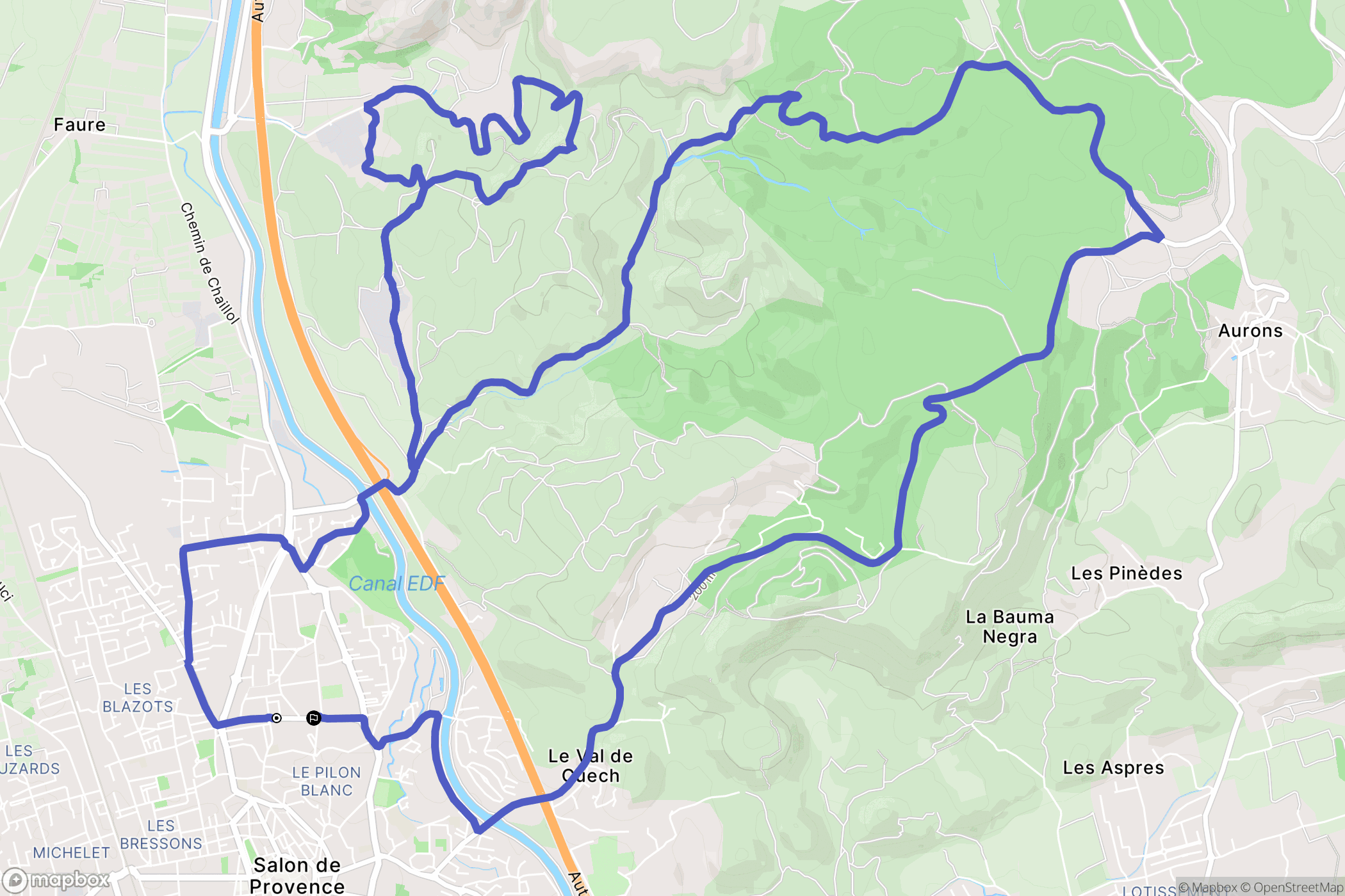 Salon-de-Provence : carte du parcours de randonnée - France
