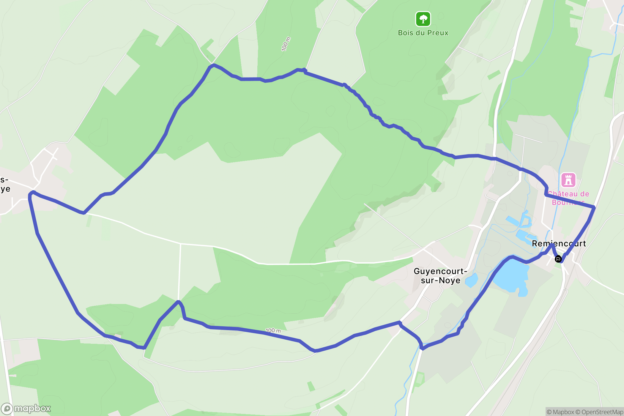 Remiencourt : carte du parcours de randonnée - France