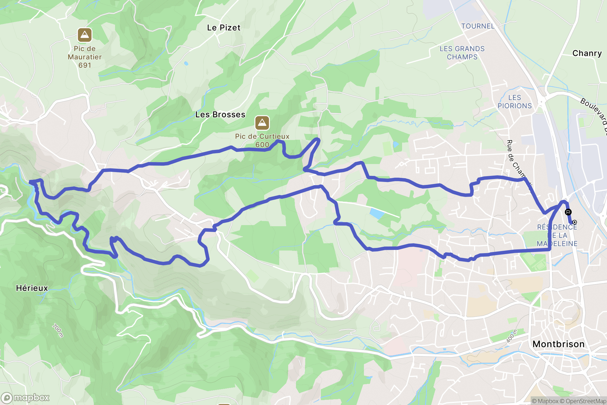 Montbrison : carte du parcours de randonnée - France