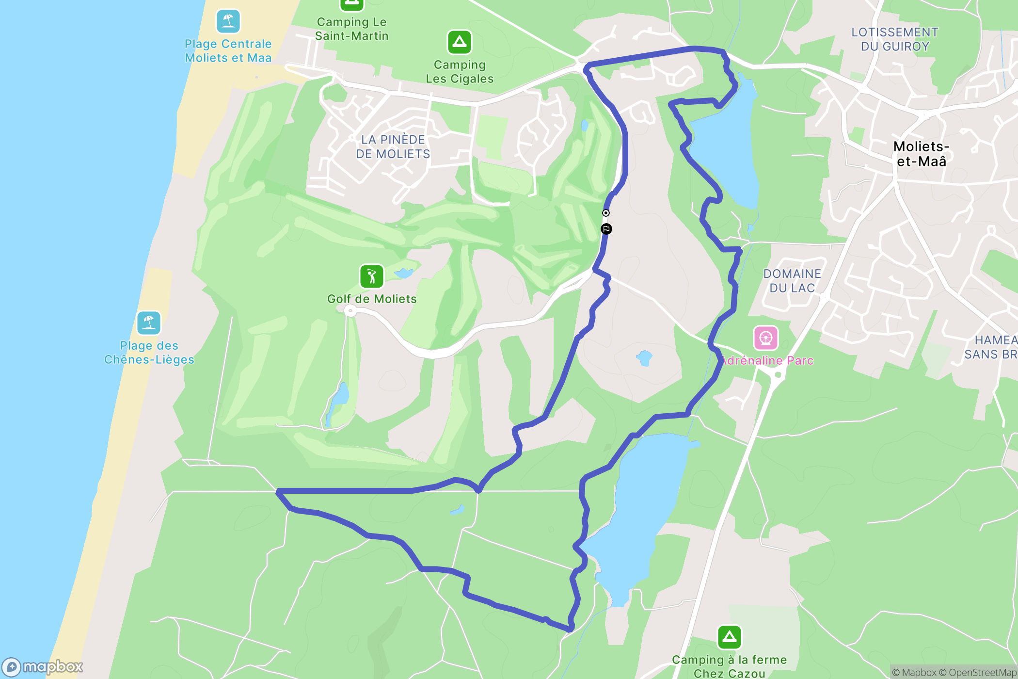 Moliets-et-Maa : carte du parcours de randonnée - France