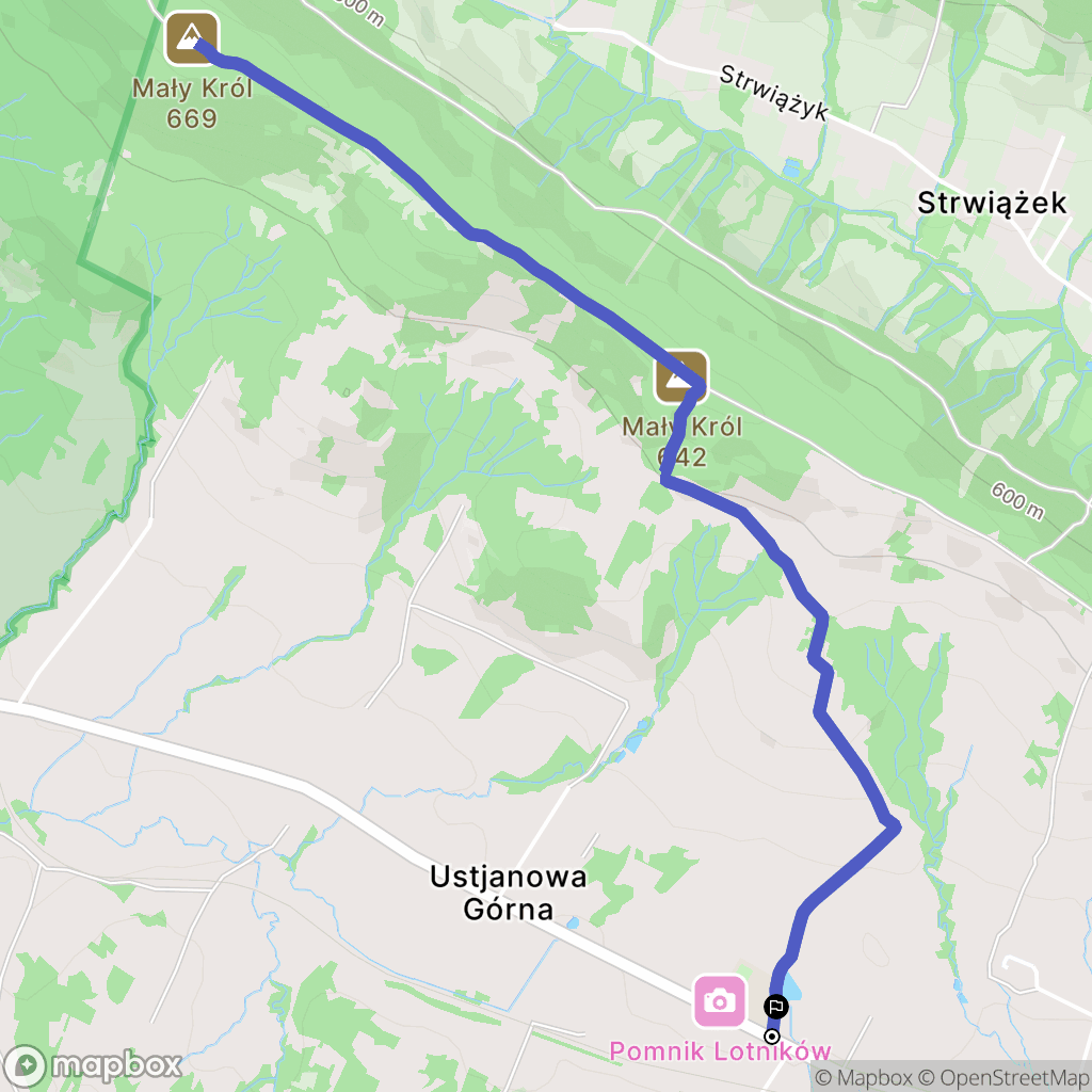 Ustjanowa Górna: mapa trasy - Poland