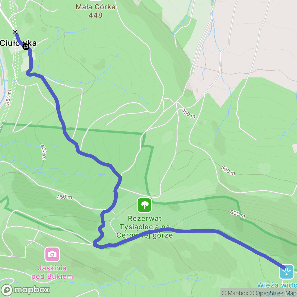 Cergowa: mapa trasy - Poland