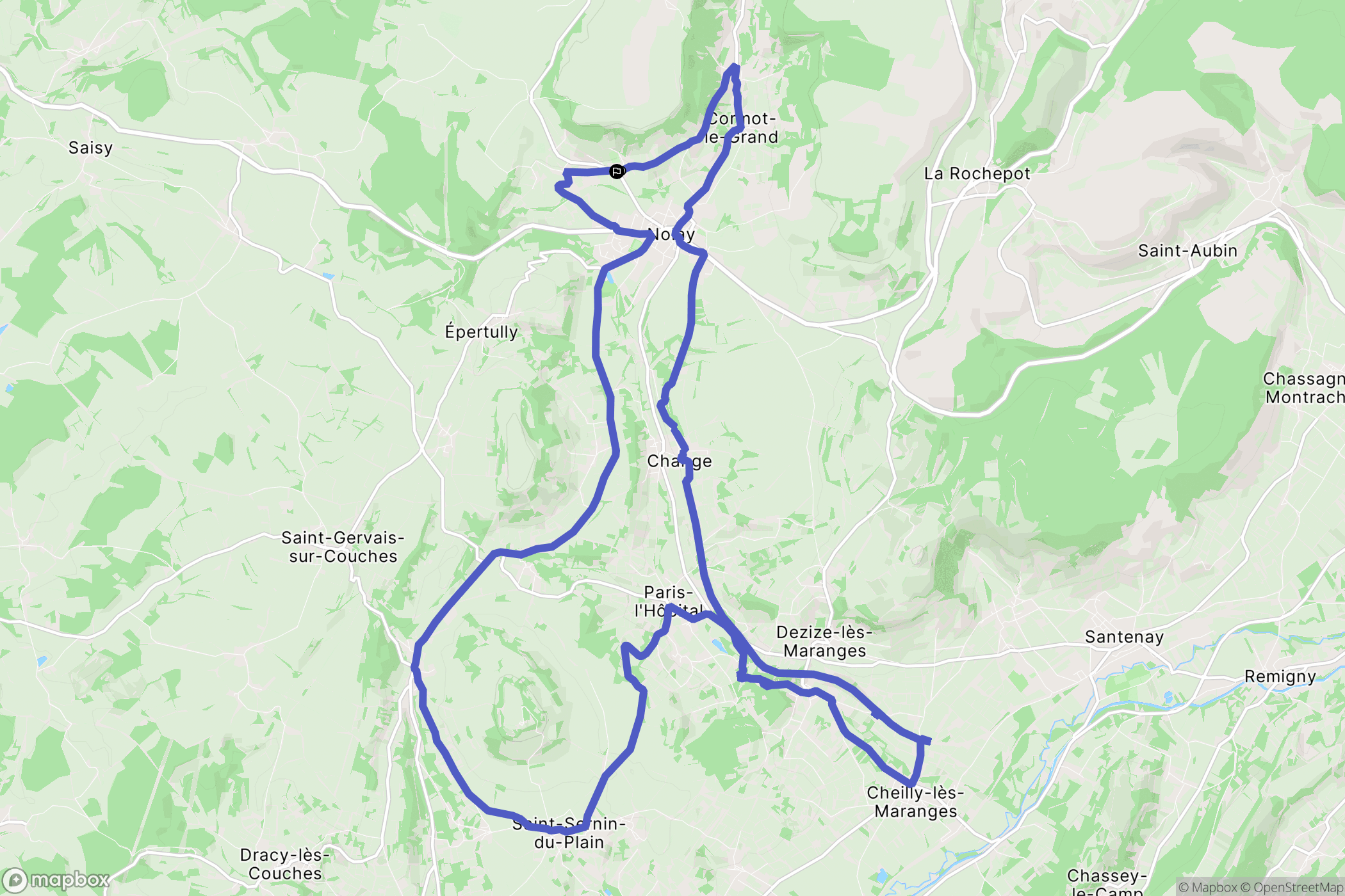 Nolay : carte du parcours de randonnée - France