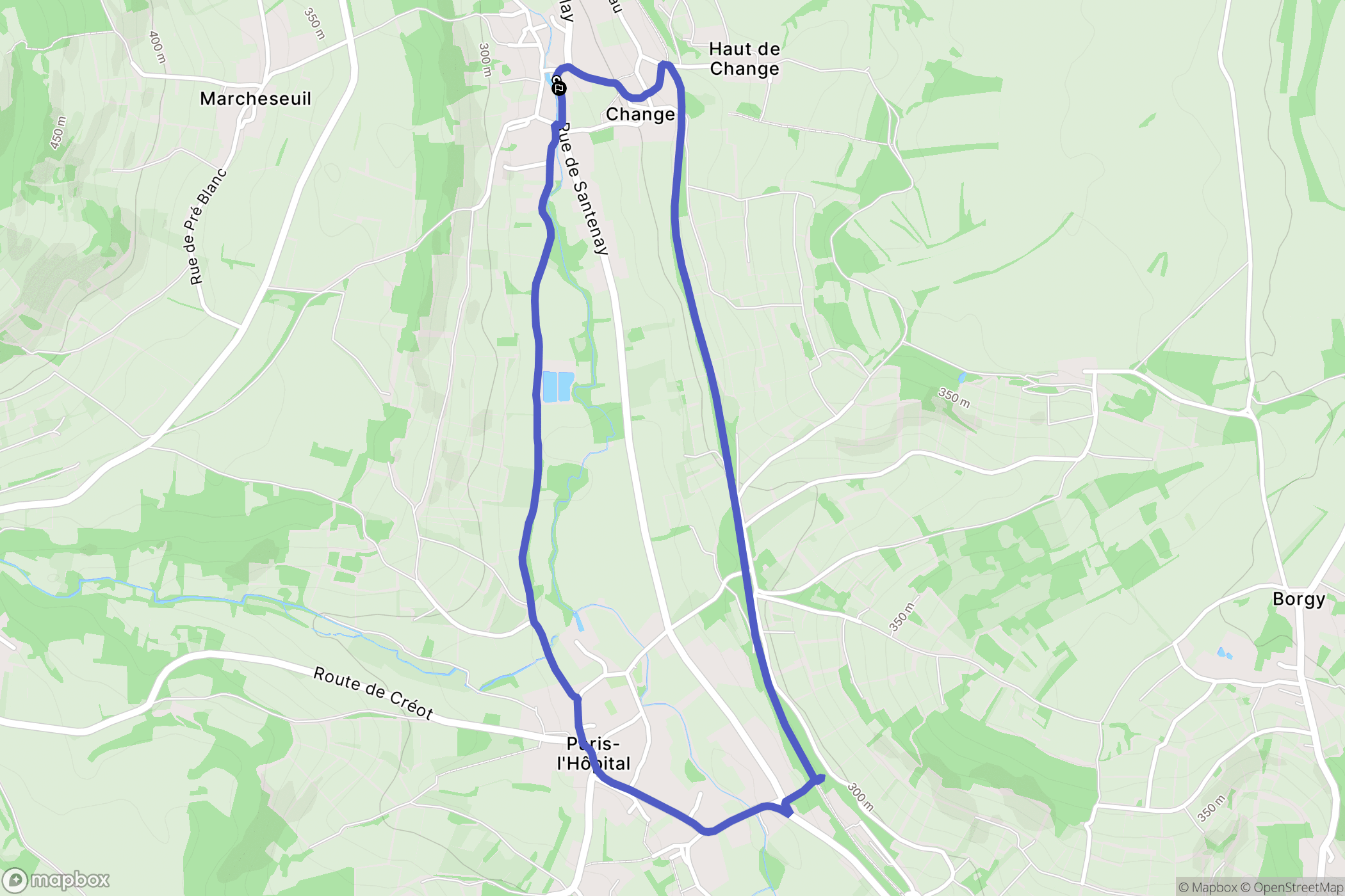 Change : carte du parcours de randonnée - France