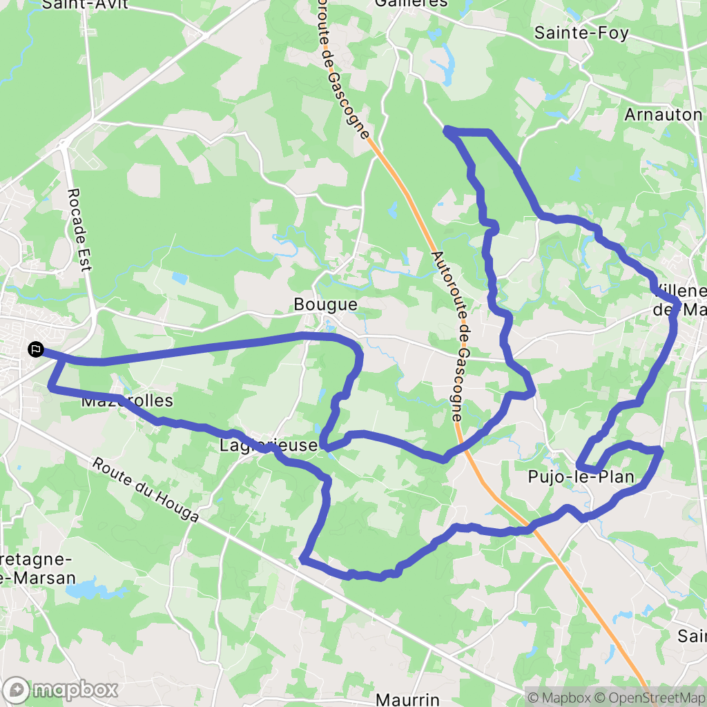 Mont-de-Marsan : carte du parcours de randonnée - France