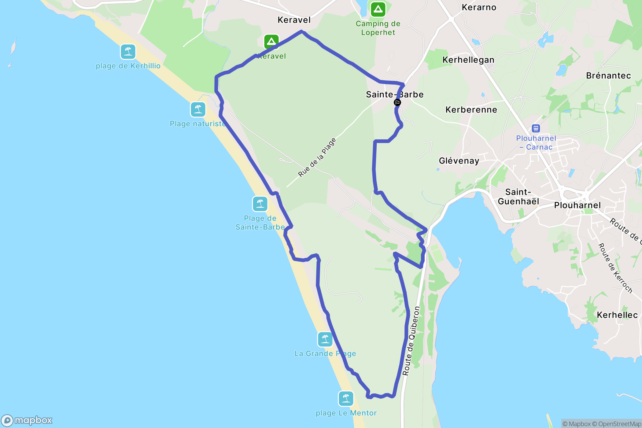 Plouharnel : carte du parcours de randonnée - France