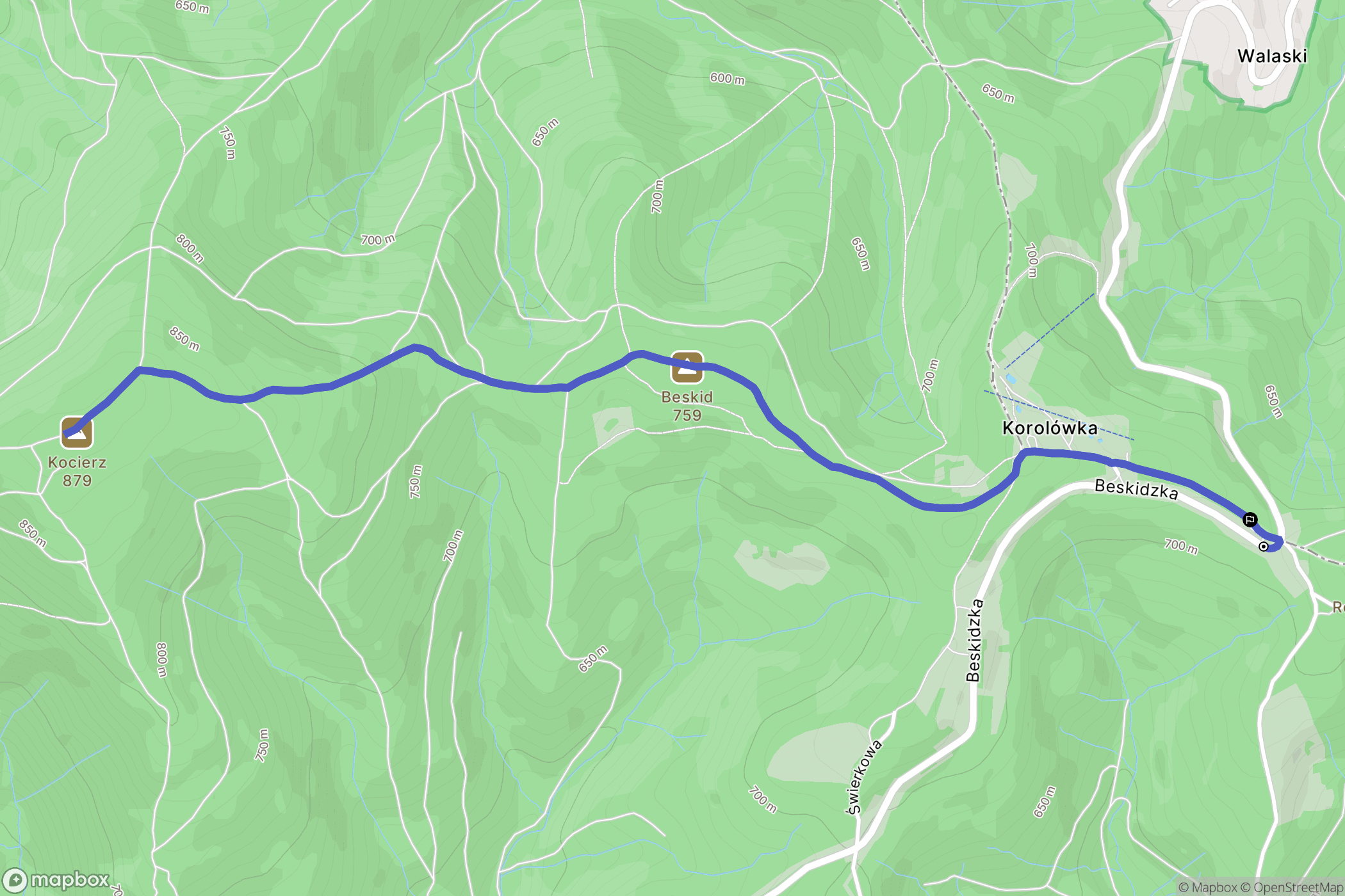 Targanice: mapa trasy - Poland