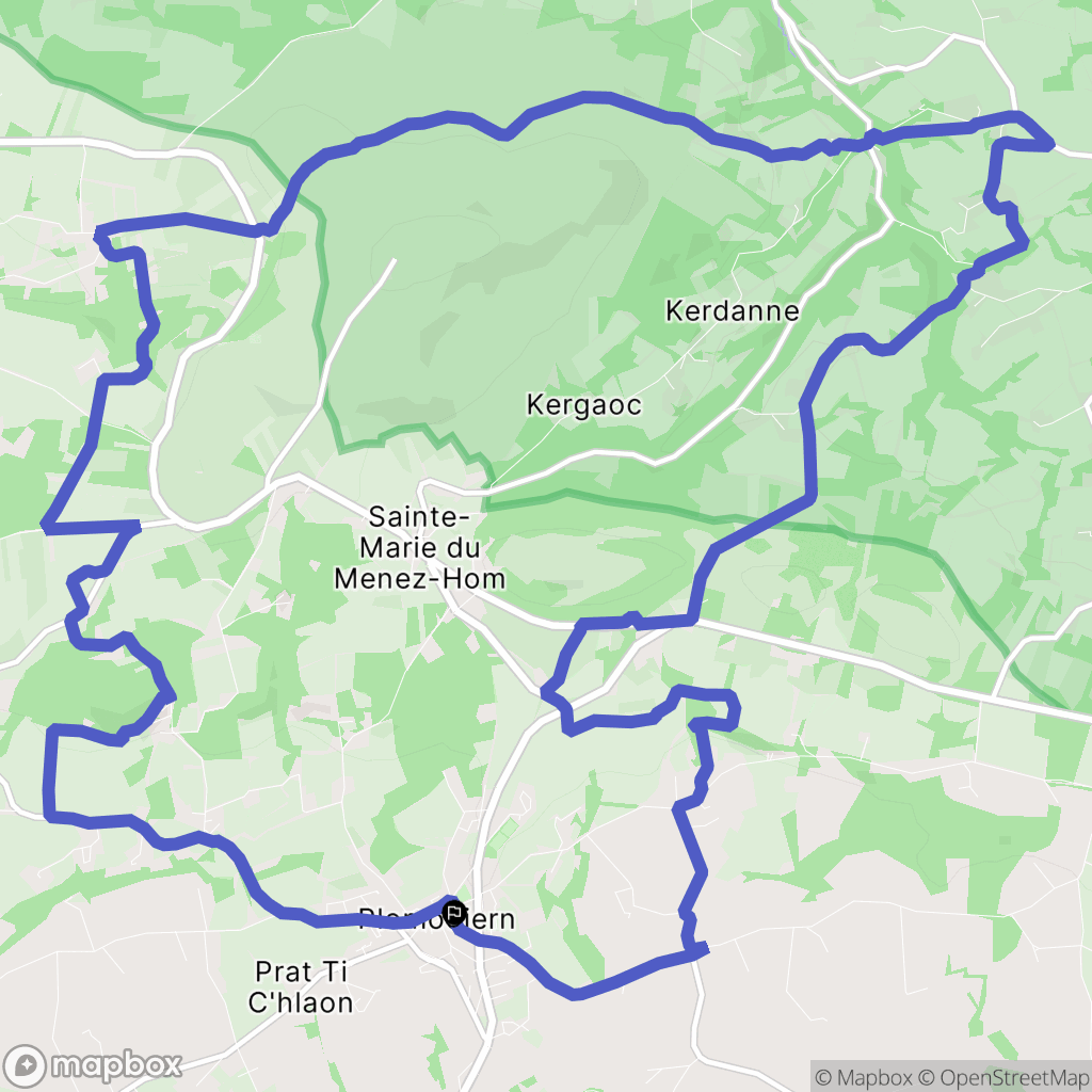 Plomodiern : carte du parcours de randonnée - France