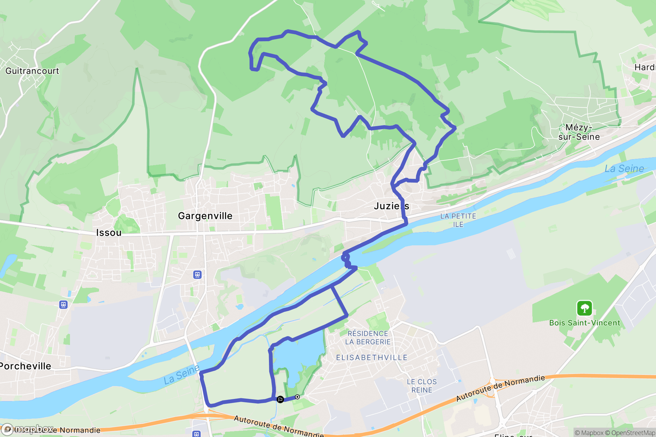 Épône : carte du parcours de randonnée - France