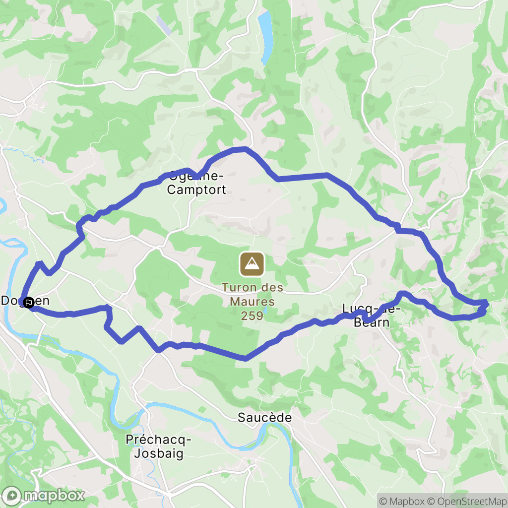 Dognen : carte du parcours de randonnée - France