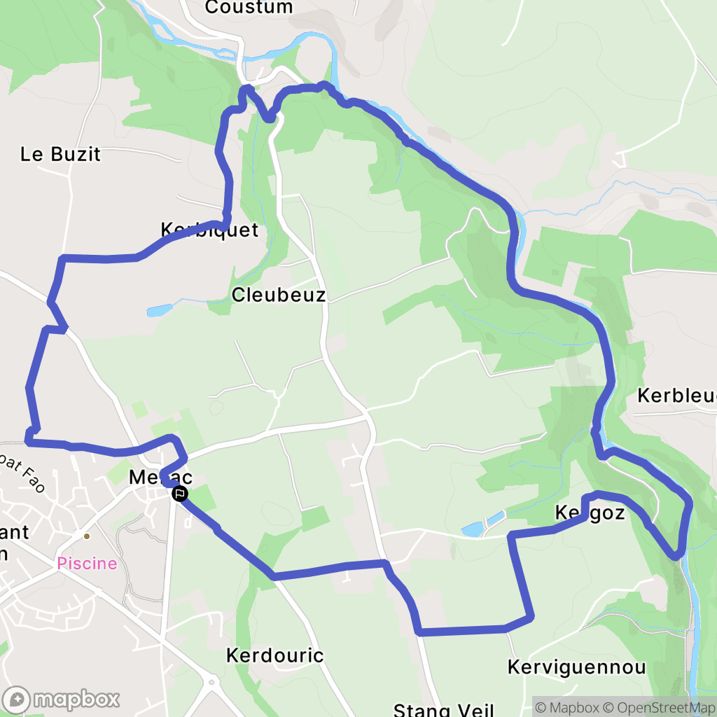 Mellac : carte du parcours de randonnée - France