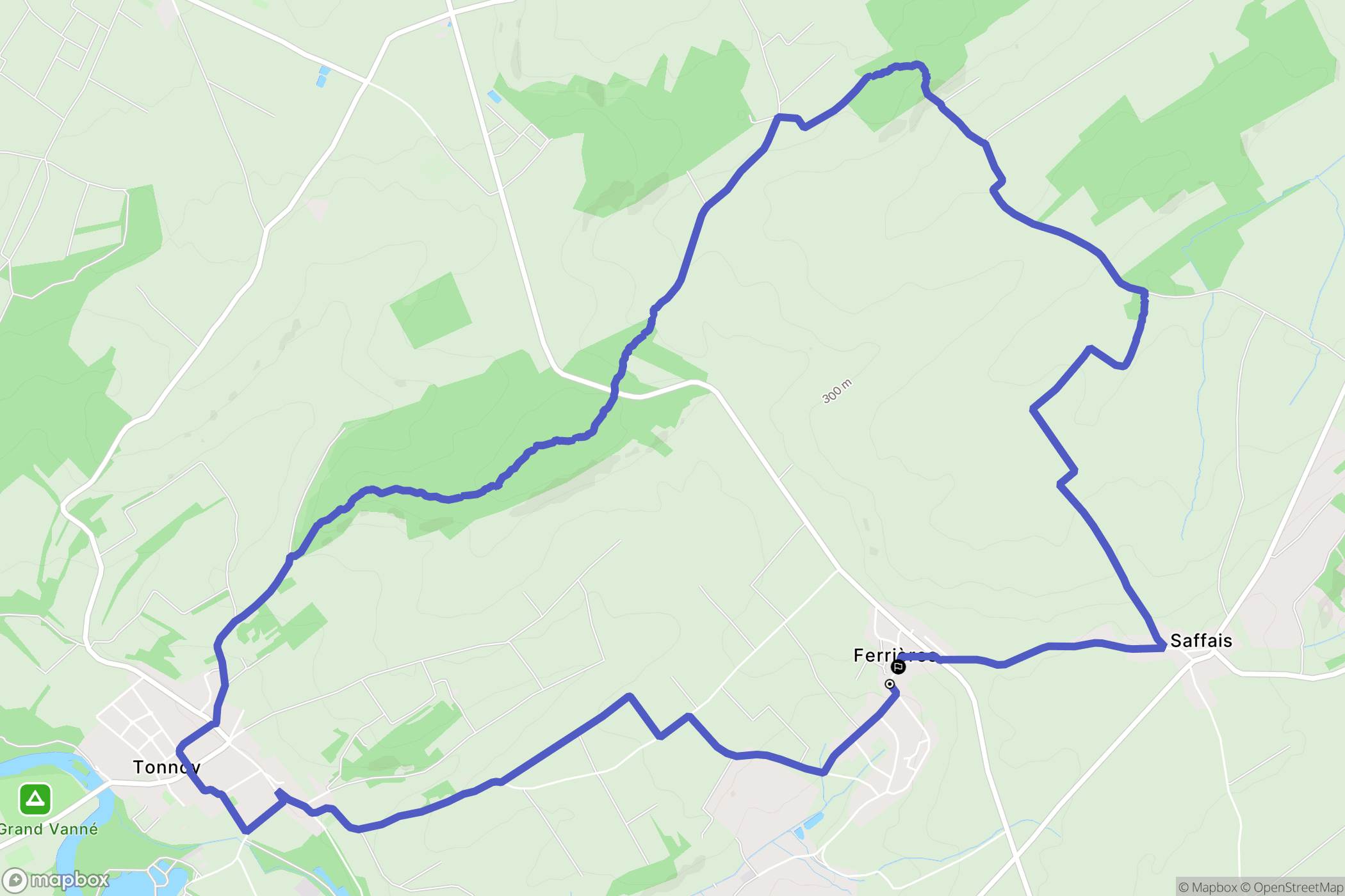 Ferrières : carte du parcours de randonnée - France