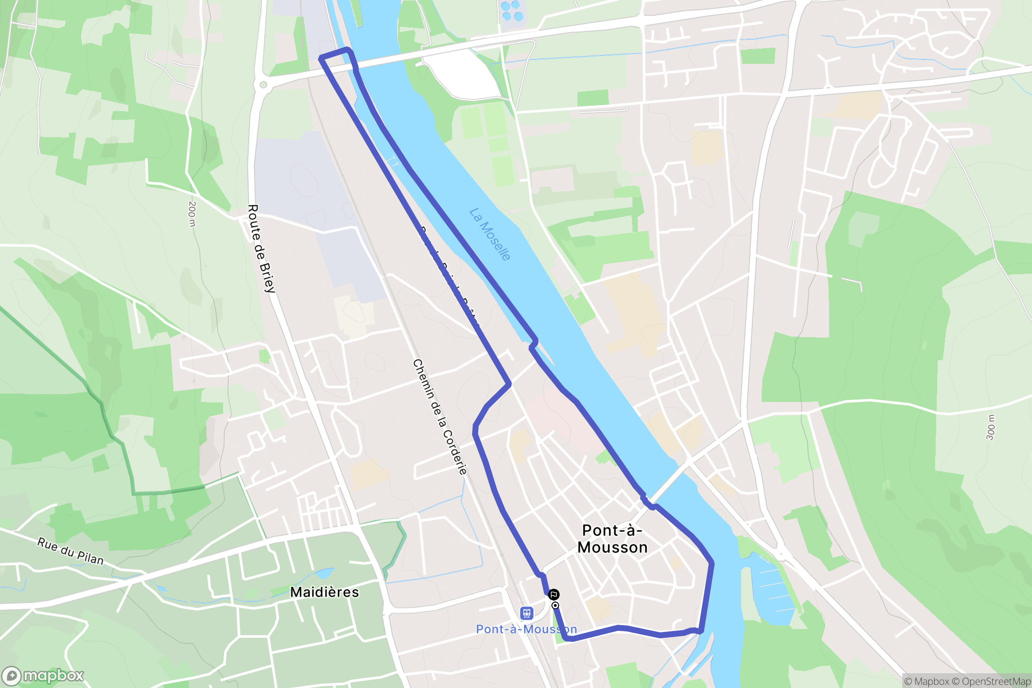 Pont-à-Mousson : carte du parcours de randonnée - France